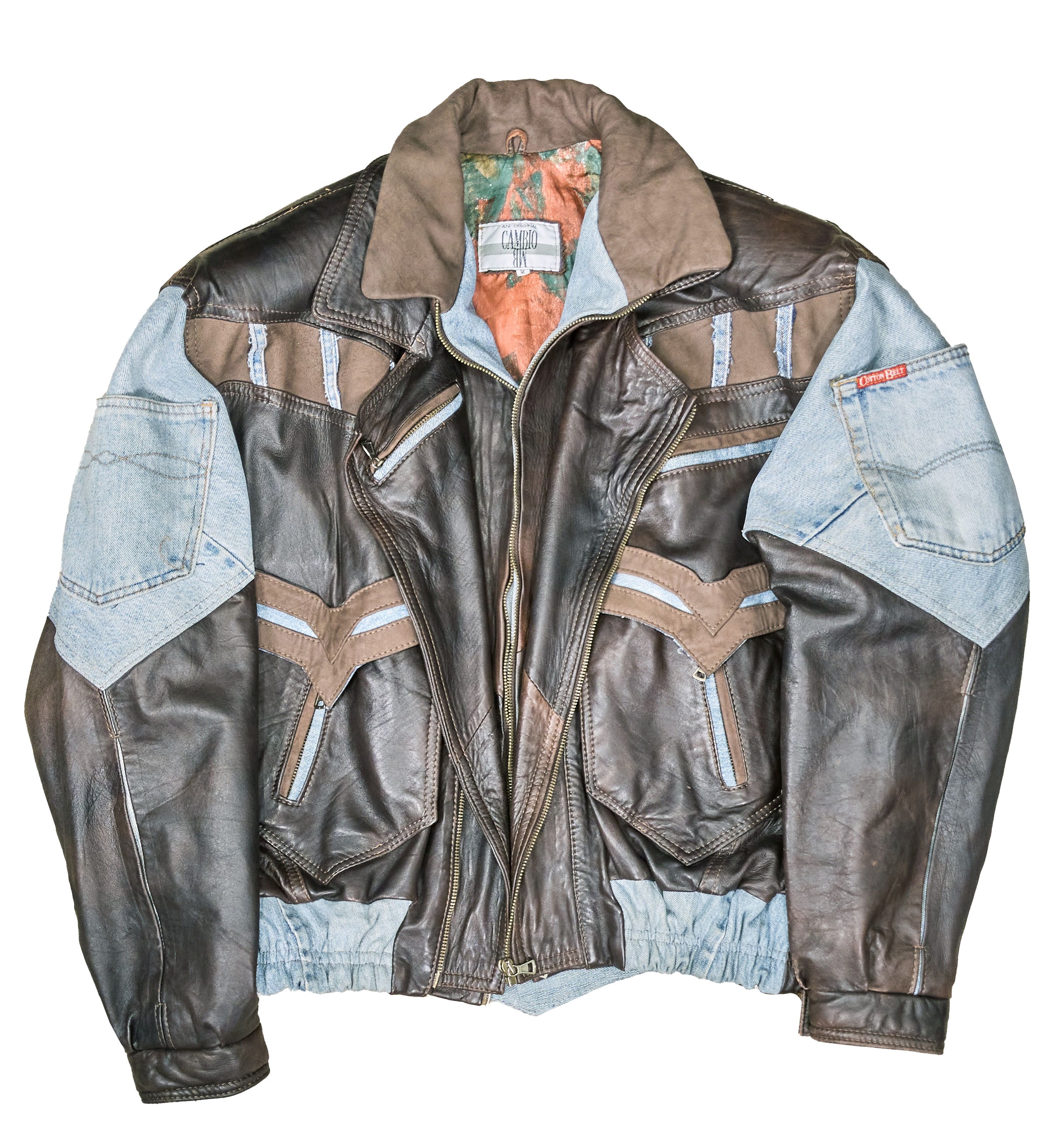 Vintage Vintage 80s Italian leather biker jacket with denim inserts Size US XL / EU 56 / 4 - 2 Thumbnail