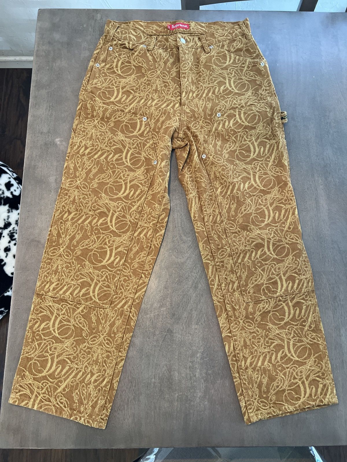 Supreme FW22 Supreme Script Jacquard Double Knee Painter Pant Size US 30 / EU 46 - 1 Thumbnail