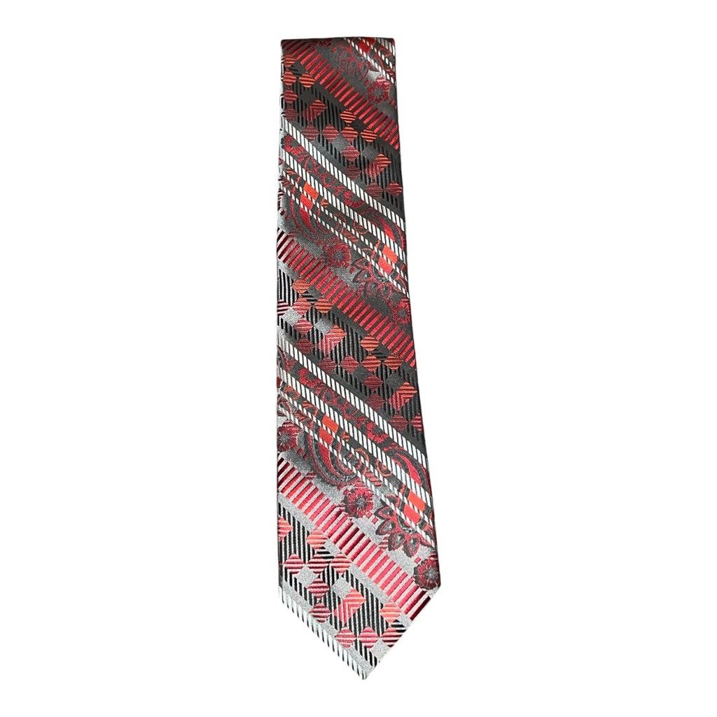 Stacy Adams Men's Stacy Adams Tie, Red & Gray, One Size Size ONE SIZE - 1 Thumbnail