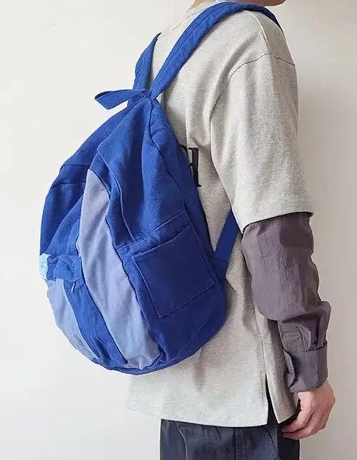 Japanese Brand Retro patchwork canvas backpack school bag aesthetic Size ONE SIZE - 3 Thumbnail