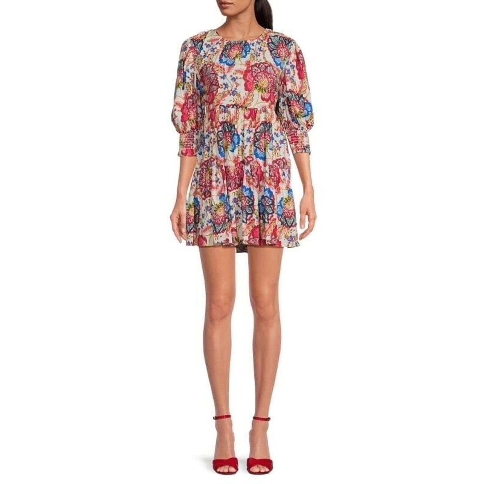 Misa Los Angeles Honor Floral Mini Dress Open Back Sz L USA