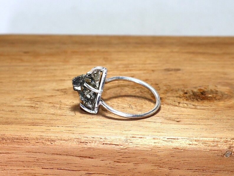 Handmade Handmade Pyrite Sterling Silver Ring: Rough Stone Jewelry Size ONE SIZE - 4 Thumbnail