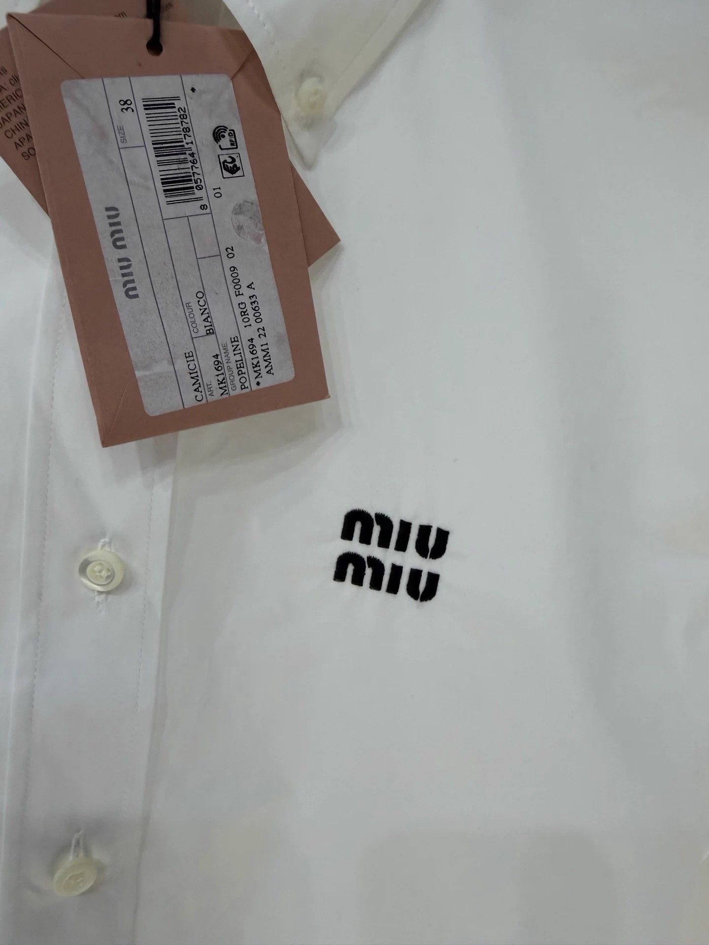 Miu Miu MIU MIU White Logo Shirt New w/ Tags 38 Size S / US 4 / IT 40 - 2 Thumbnail