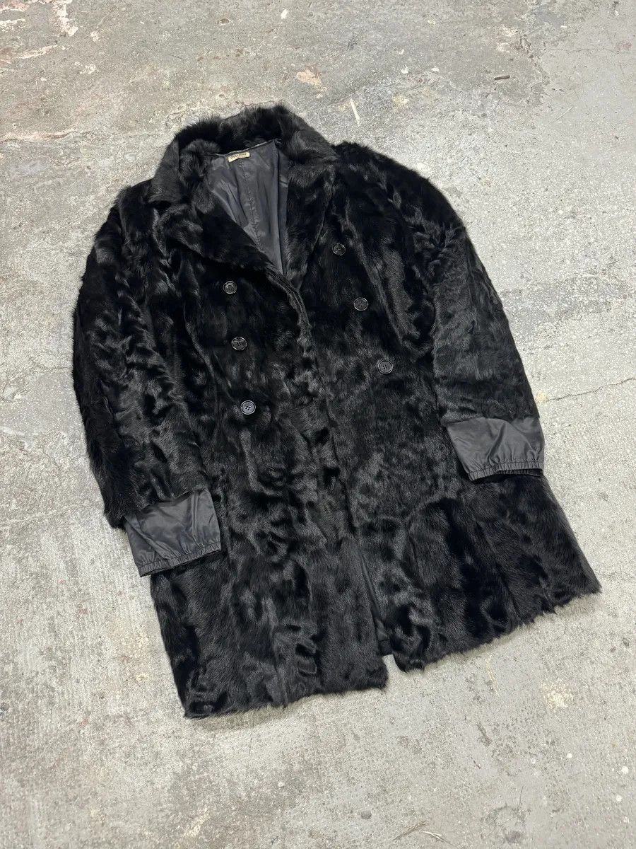 Miu Miu 2000s MiuMiu Black Goat Fur Coat Hybrid Nylon Buttoned Coat Size M / US 6-8 / IT 42-44 - 8 Thumbnail