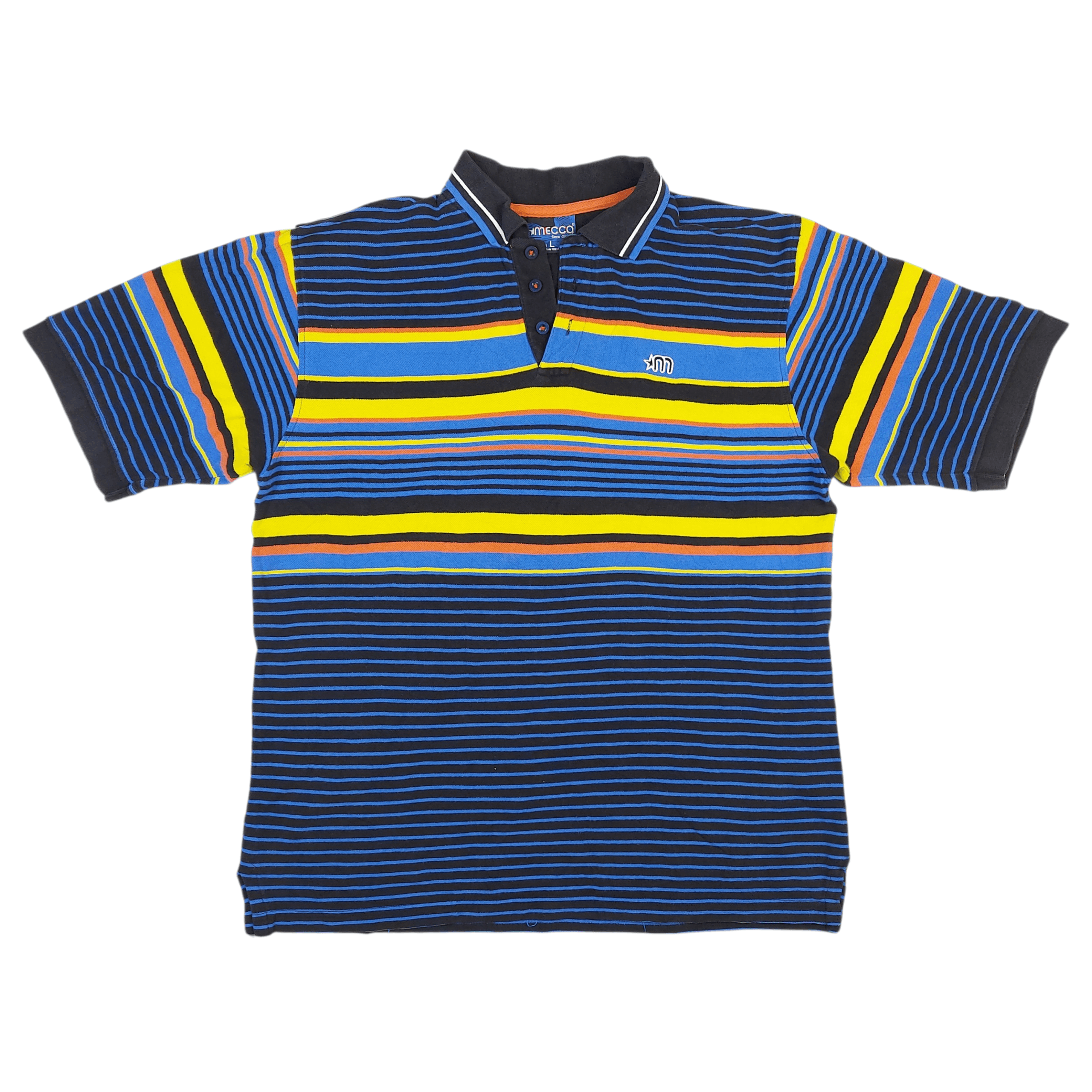 Mecca Vintage Y2K MECCA USA Striped Casual Knit Polo Shirt Size US L / EU 52-54 / 3 - 1 Thumbnail