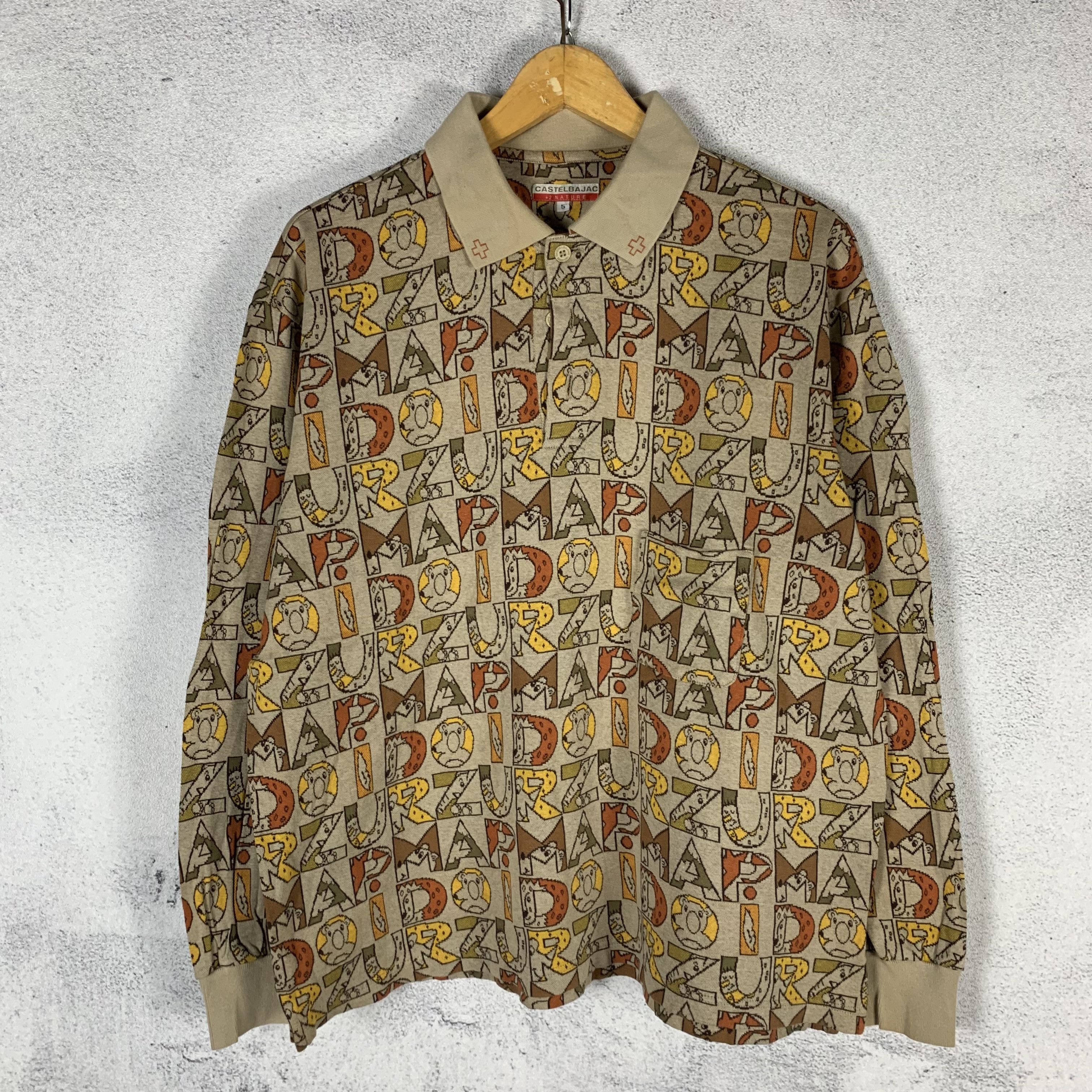Jean Charles De Castelbajac Vintage Castelbajac Printed Longsleeve Polo Shirt Size US L / EU 52-54 / 3 - 1 Thumbnail