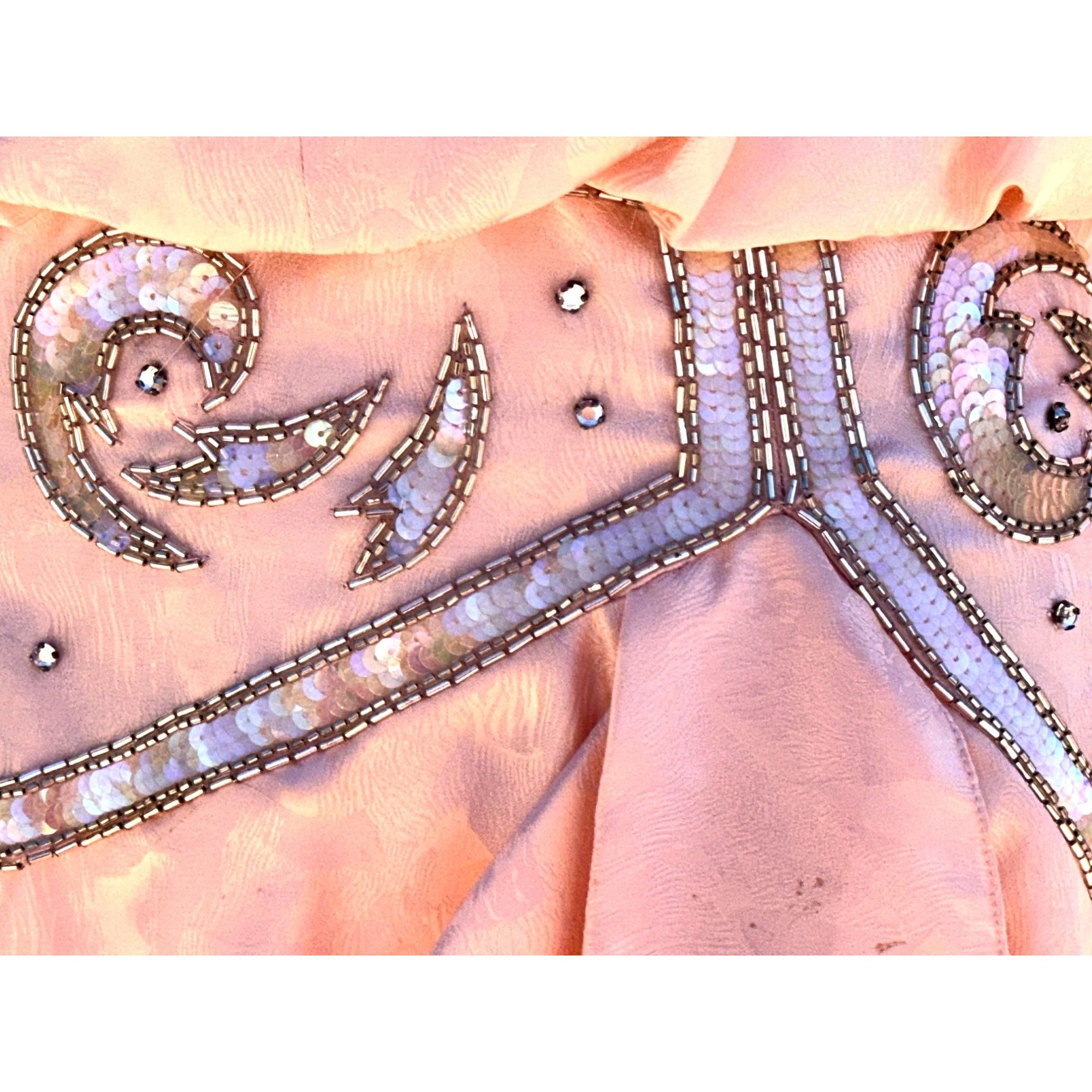 Other All Silk Vintage Dress by Spencer Jeremy 8 Pink Sequin Beade Size M / US 6-8 / IT 42-44 - 9 Thumbnail