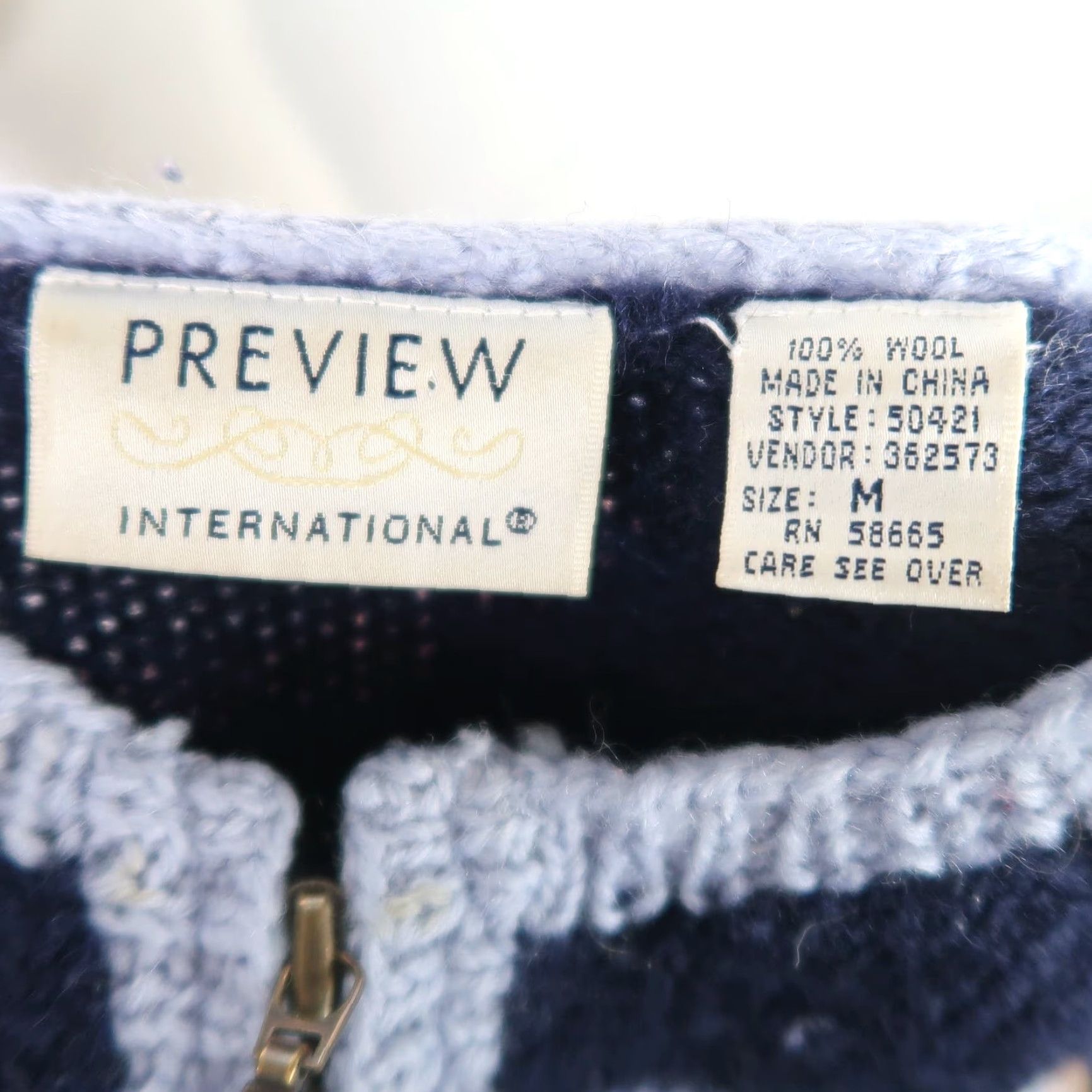 Vintage VINTAGE 90s light and navy blue snowflake wool knit cardigan sweater M Size M / US 6-8 / IT 42-44 - 5 Thumbnail