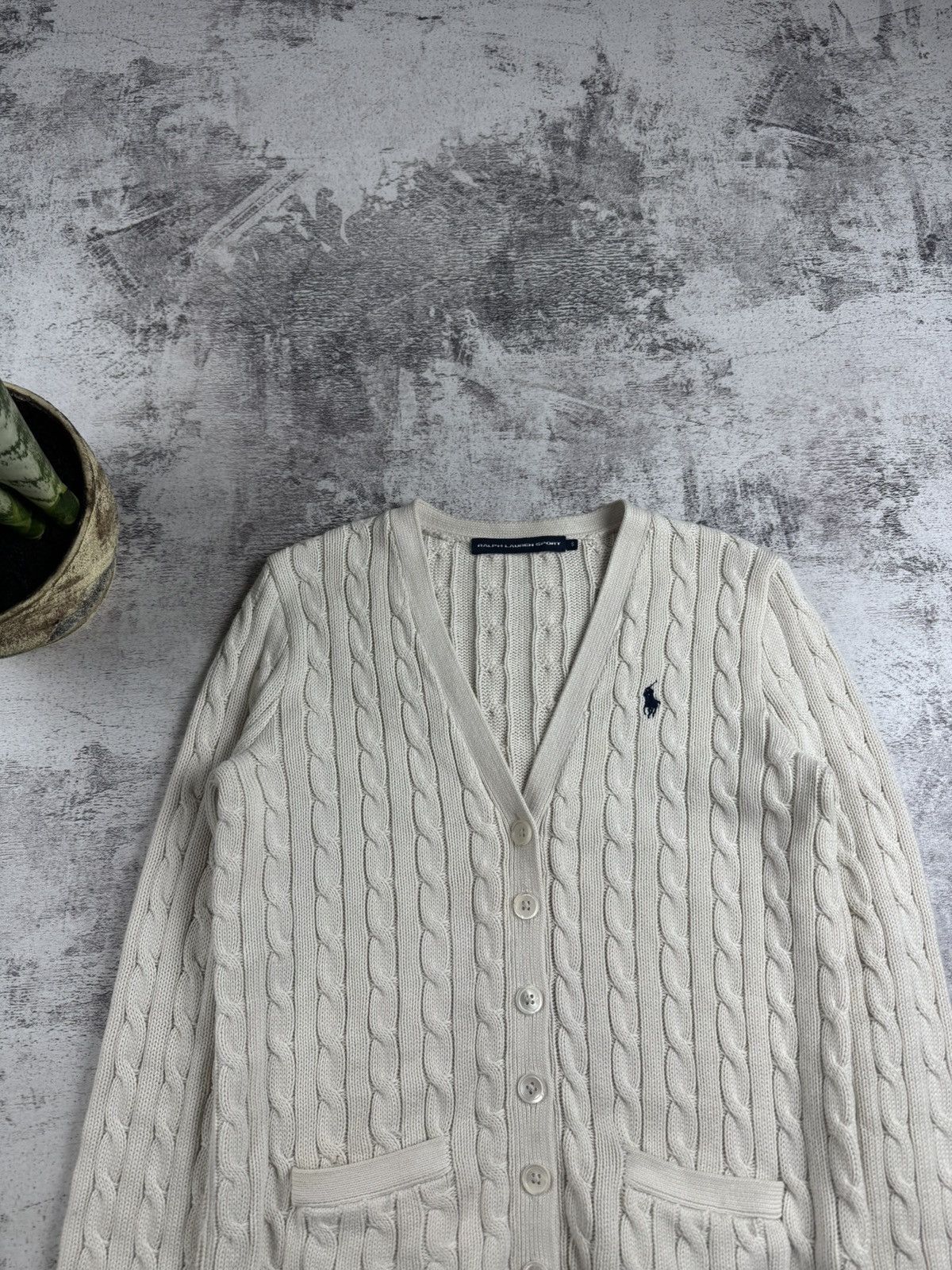 Ralph Lauren Sport Polo Ralph Lauren Women’s White Cable Knit Cotton S Sweater Pullover Cardigan Size S / US 4 / IT 40 - 4 Thumbnail