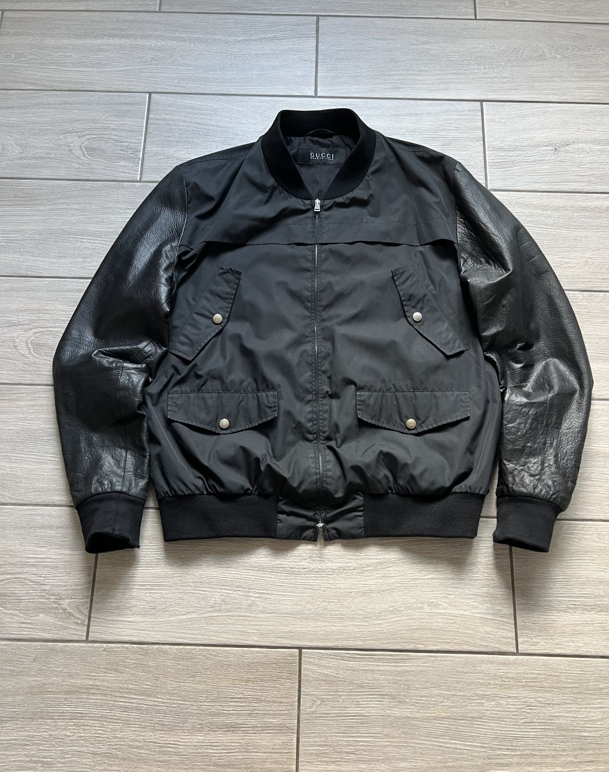Gucci Gucci Bomber Jacket Leather Sleeve Rare Old Money Size US L / EU 52-54 / 3 - 2 Thumbnail