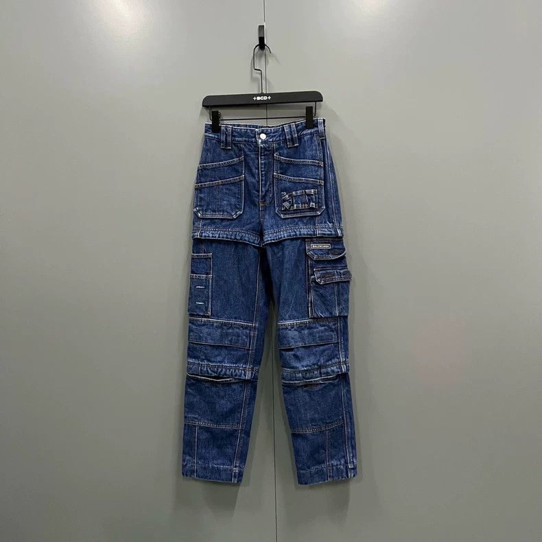 Balenciaga Balenciaga Blue Sticker Logo Work Pants Size US 26 / EU 42 - 1 Thumbnail