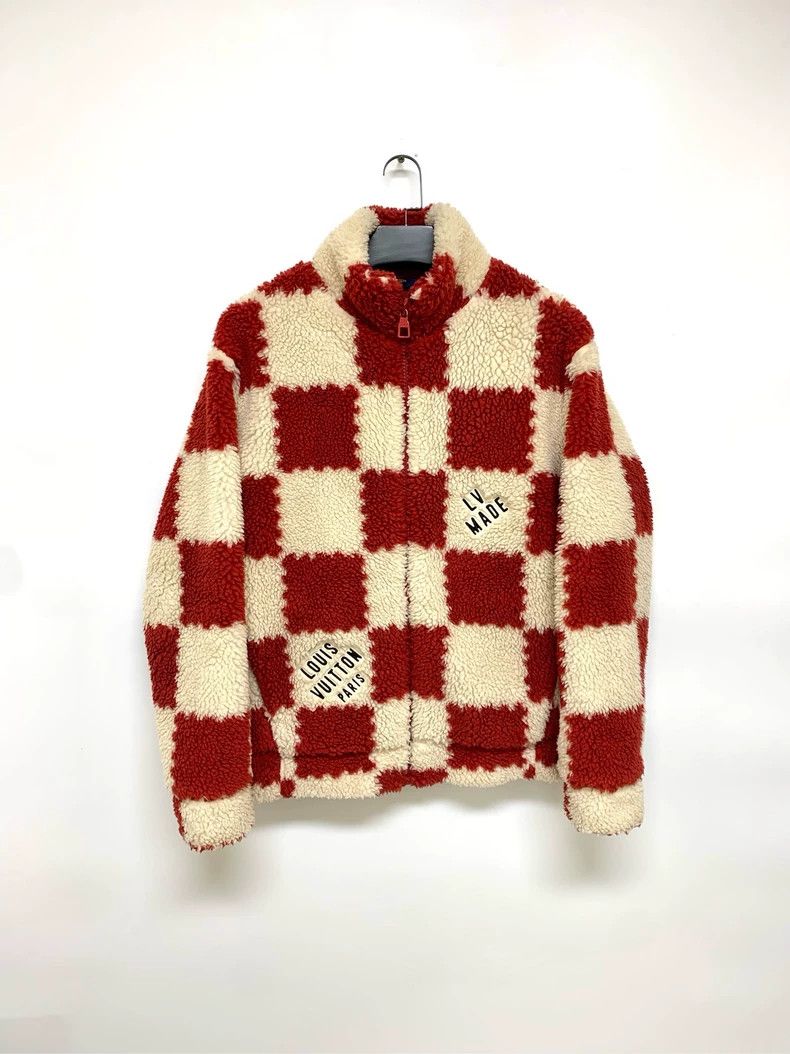 Louis Vuitton Louis Vuitton White and red checkerboard teddy jacket 2501- Size US XL / EU 56 / 4 - 1 Thumbnail