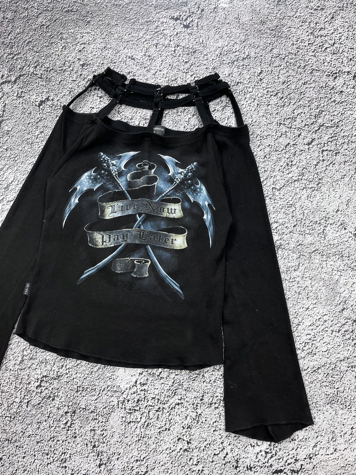 Japanese Brand Vintage strap shoulder gothic top avantgarde sexy longsleeve Size L / US 10 / IT 46 - 3 Thumbnail