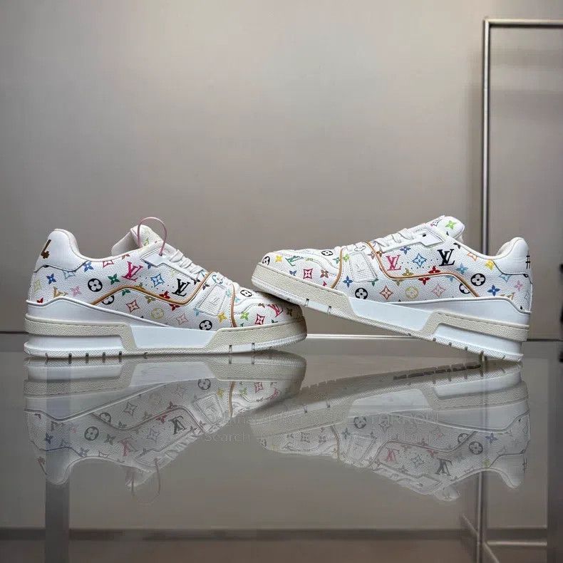 Louis Vuitton Louis Vuitton White Tri-color Takashi Murakami shoes Size US 7 / EU 40 - 6 Thumbnail