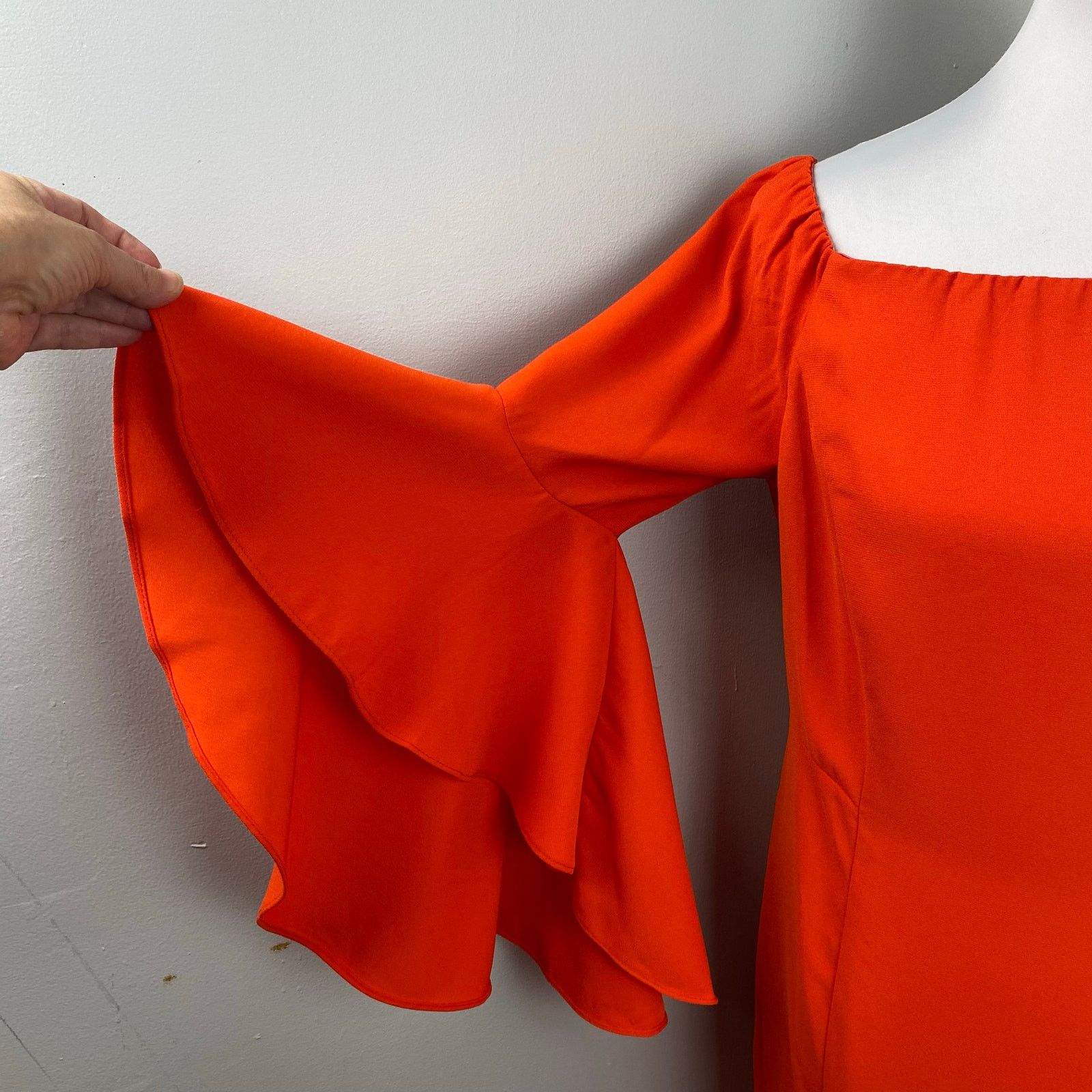 Venus Venus Orange Off Shoulder Cascading Bell Sleeve Sheath Dress Size XL / US 12-14 / IT 48-50 - 5 Thumbnail