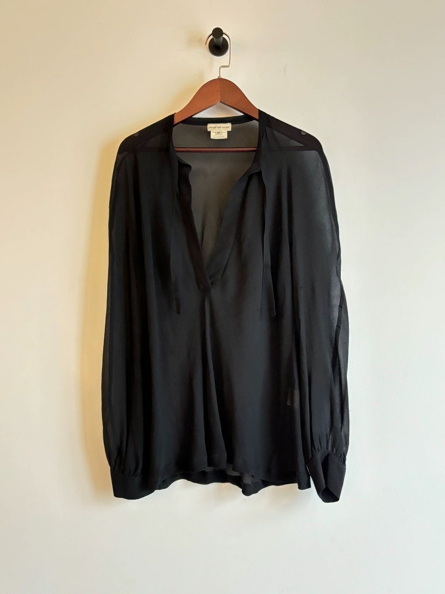 Dries Van Noten Dries Van Noten Vintage Sheer Silk Ink Blouse 38 Size XS / US 0-2 / IT 36-38 - 1 Thumbnail