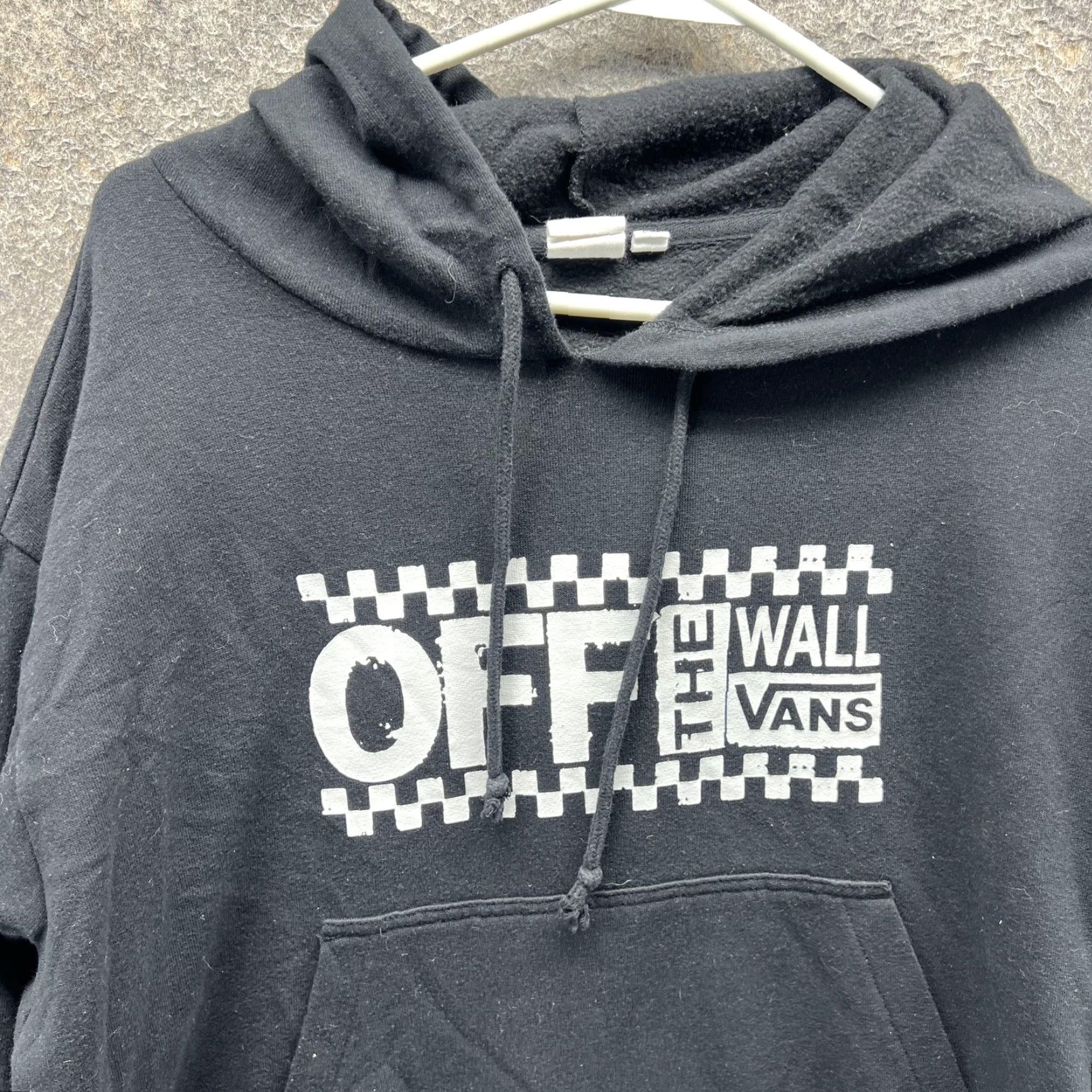 Vans Vans Hoodie Womens XL Black OFF THE WALL Cropped Fleece Pullover Sweatshirt Size XL / US 12-14 / IT 48-50 - 6 Thumbnail