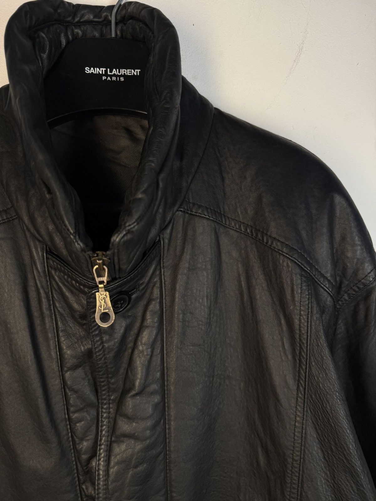 Yves Saint Laurent 90s YSL Leather Jacket Black Soft Vintage Rare Bomber Size US M / EU 48-50 / 2 - 2 Thumbnail