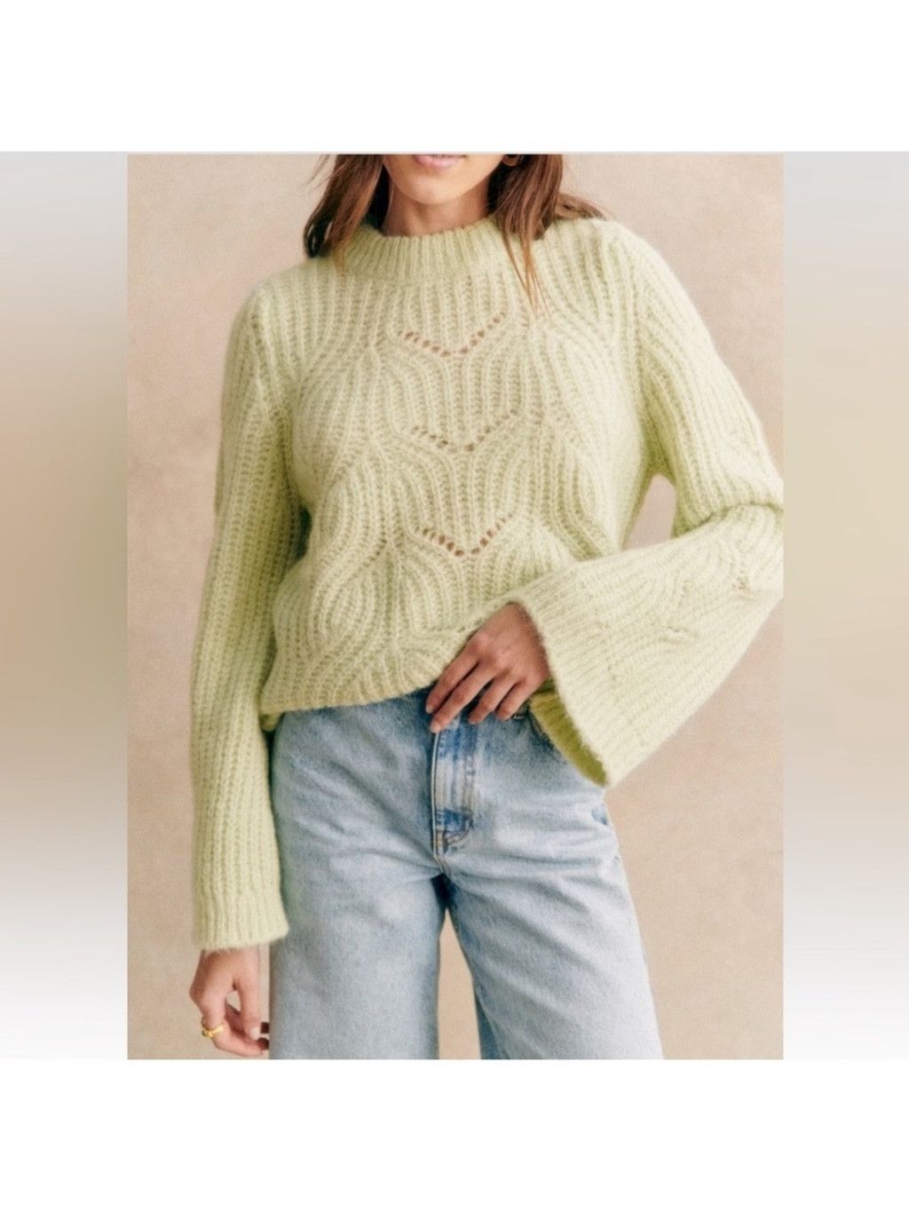 Sezane Pull Youri Vert Pastel- Crewneck Sweater in Green, Women's
