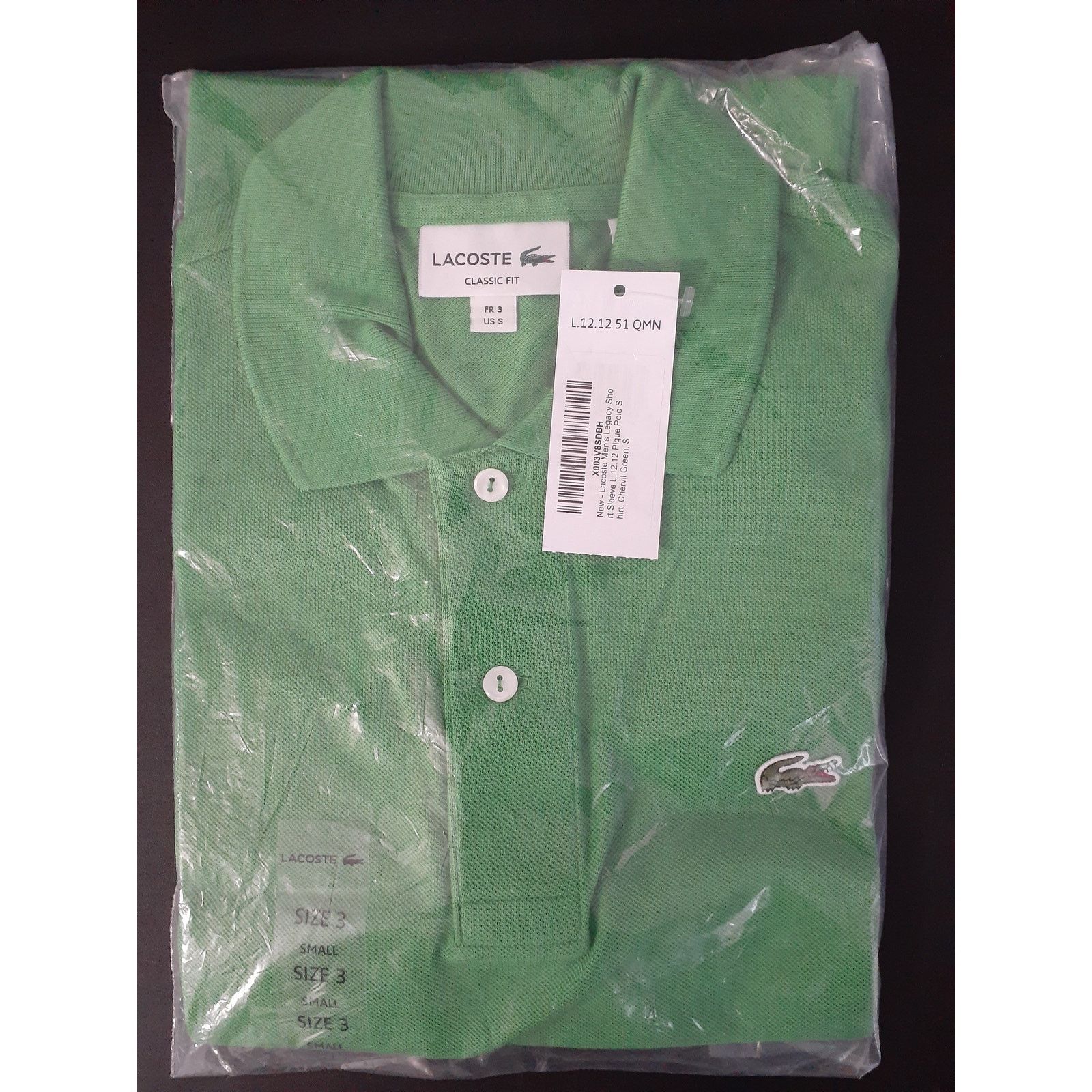 Lacoste Lacoste Mens Short Classic Chine L.1212 Polo Shirt C Green S Size US S / EU 44-46 / 1 - 2 Thumbnail