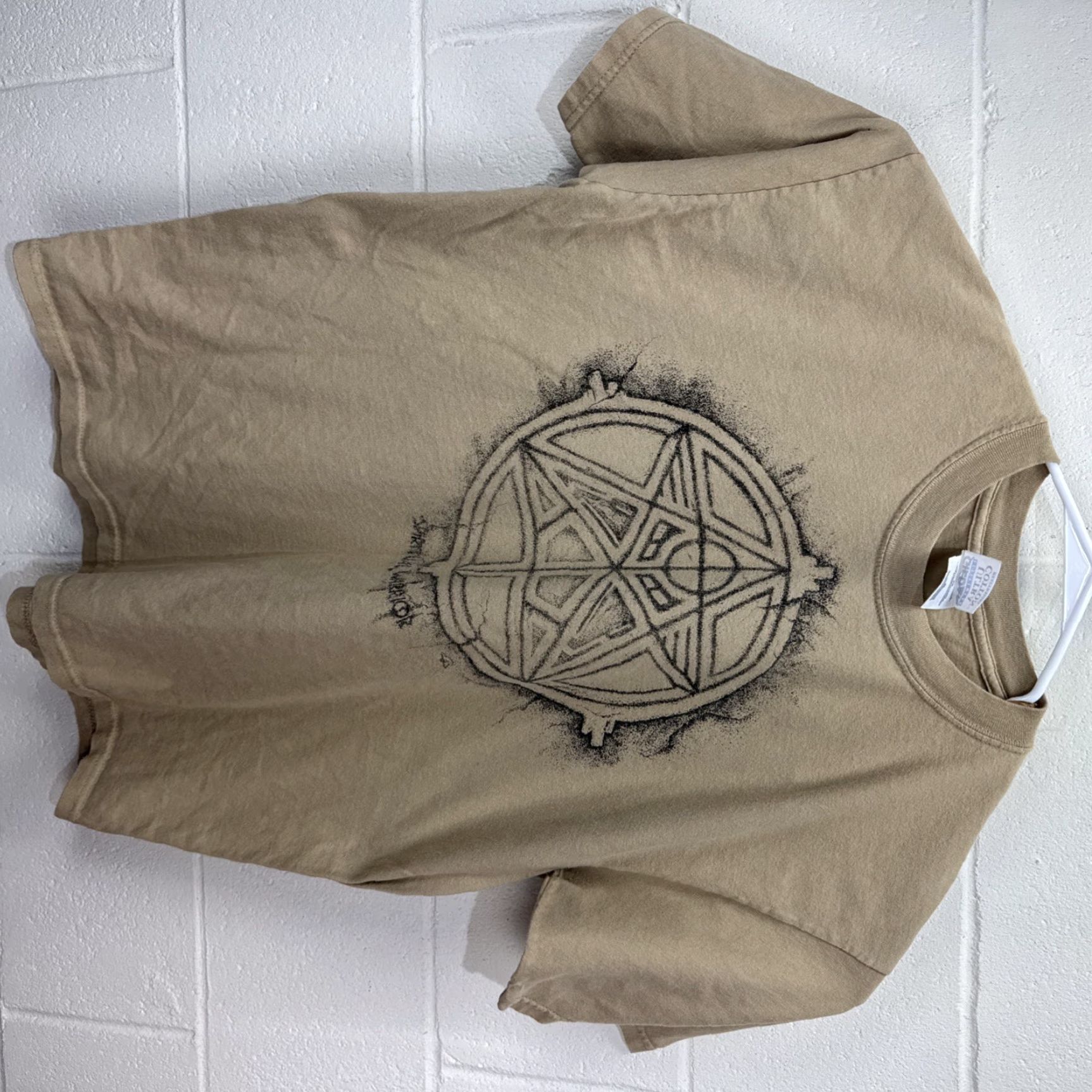 Gildan VINTAGE Gildan Spiritual Warrior T-Shirt Pentagram Logo Graphic Brown L Y2K Mens Size US L / EU 52-54 / 3 - 2 Thumbnail