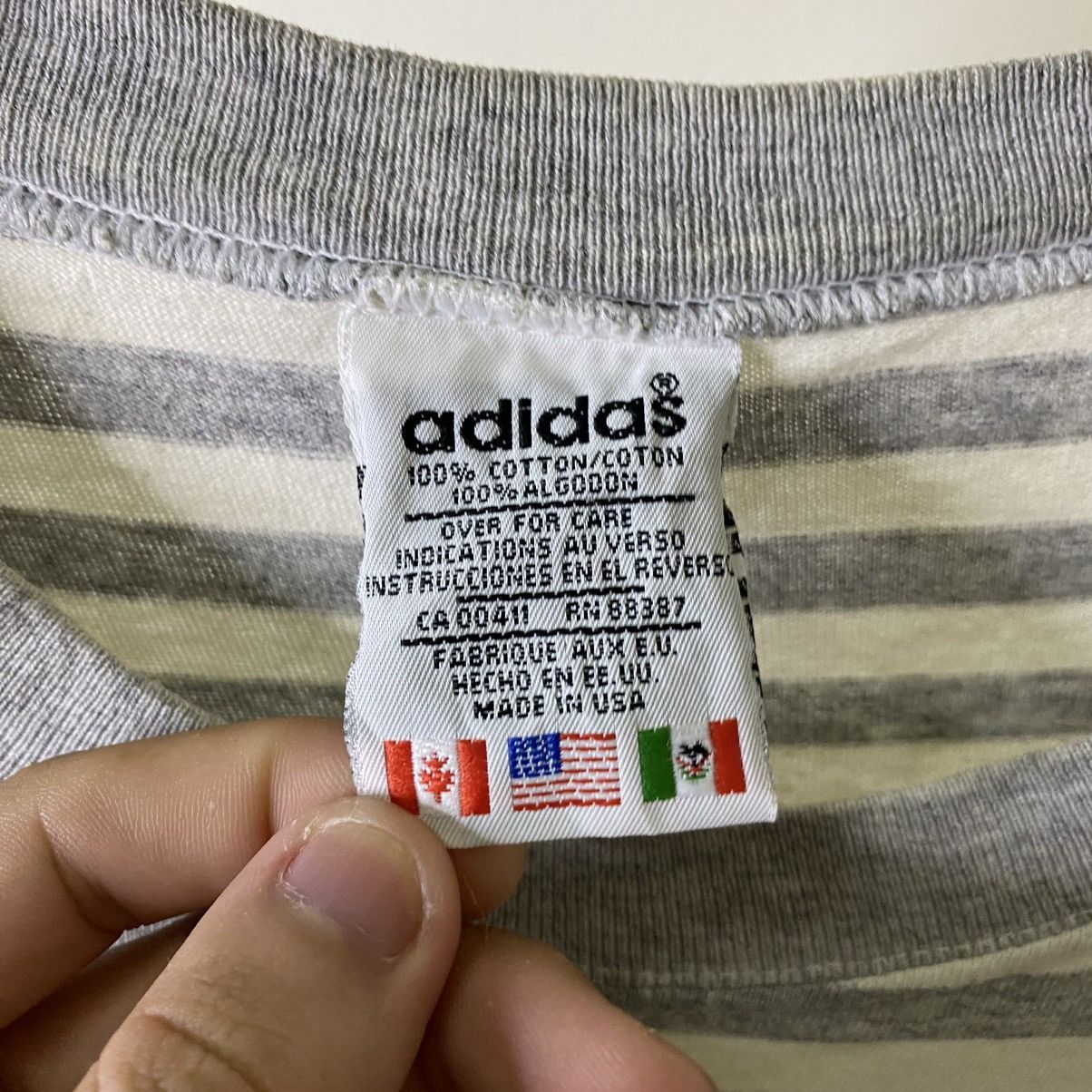 Adidas Vintage 1990s Adidas Stripes Tee Size US L / EU 52-54 / 3 - 3 Thumbnail