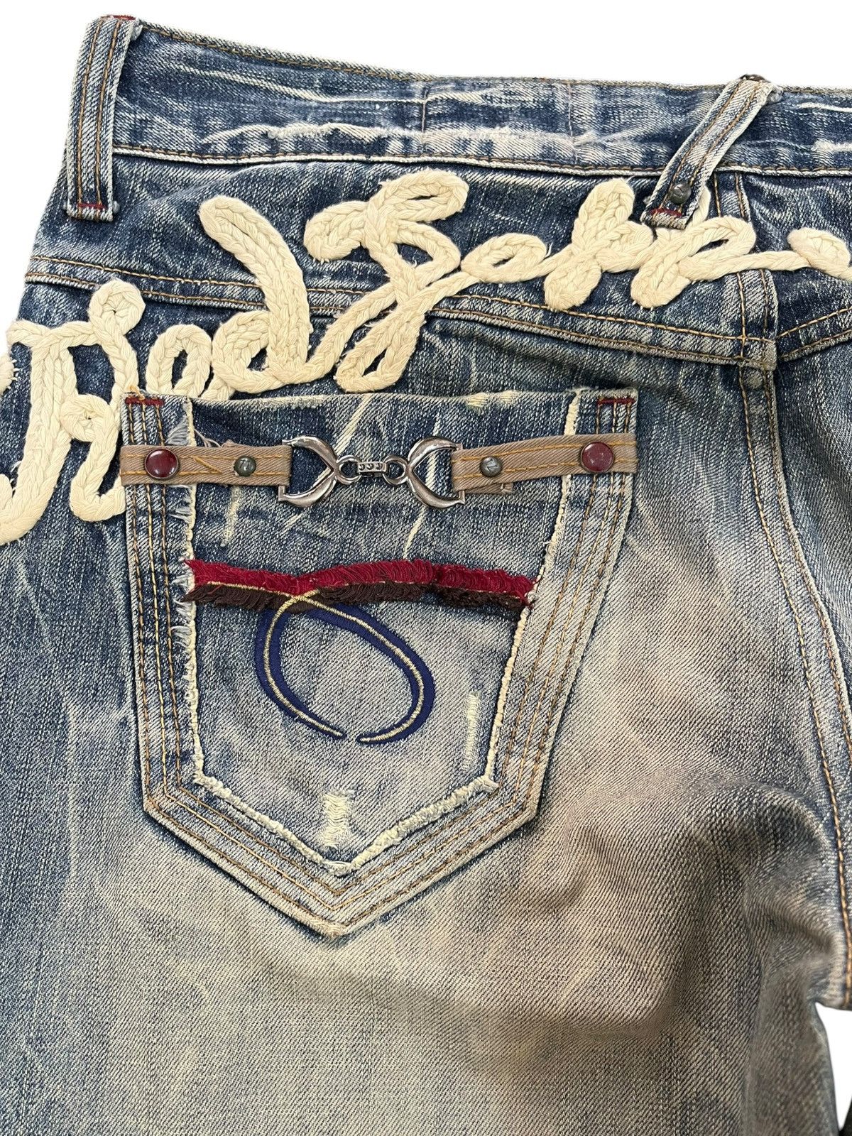 Ed Hardy Vintage Red Pepper Studded Embroidded Mudwash Denim Size US 34 / EU 50 - 11 Thumbnail