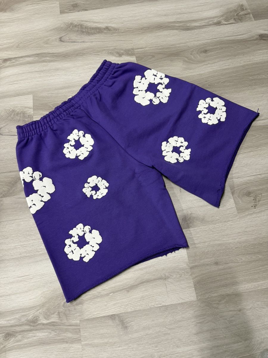 DENIM TEARS Denim Tears Cotton Wreath Shorts – Purple (L) Size US 34 / EU 50 - 2 Thumbnail