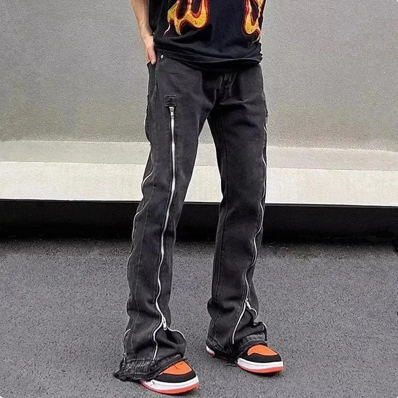 Japanese Brand Bell-bottom jeans with zippers retro hip hop style y2k Size US 32 / EU 48 - 6 Thumbnail