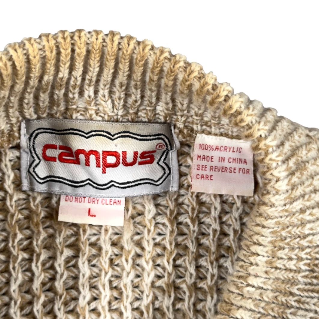 Vintage VINTAGE Campus Sweater Adult LARGE Brown Mock Neck Buttons 80s Army Military Knit Pullover Mens Size US L / EU 52-54 / 3 - 4 Thumbnail