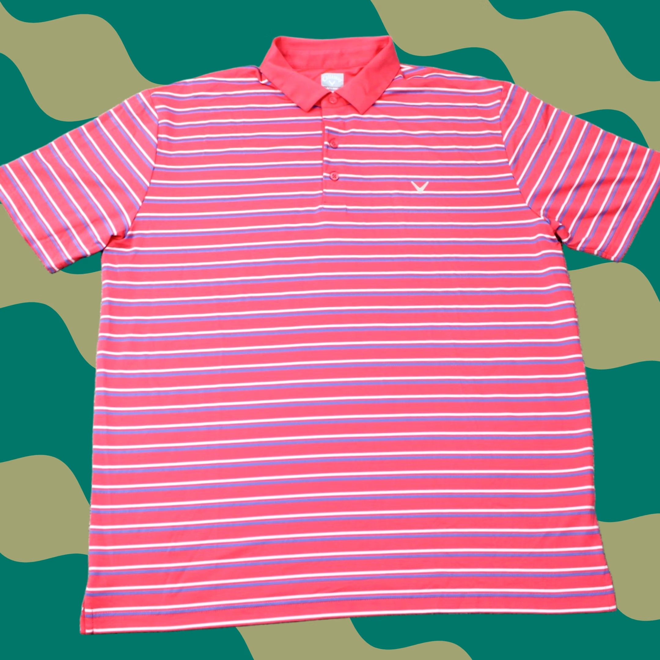 Callaway Callaway Opti-Dri Polo Shirt Men XL Pink/Blue Golf Short Sleeve Striped Breathable Stretch College Brand: Callaway? Size US XL / EU 56 / 4 - 1 Thumbnail