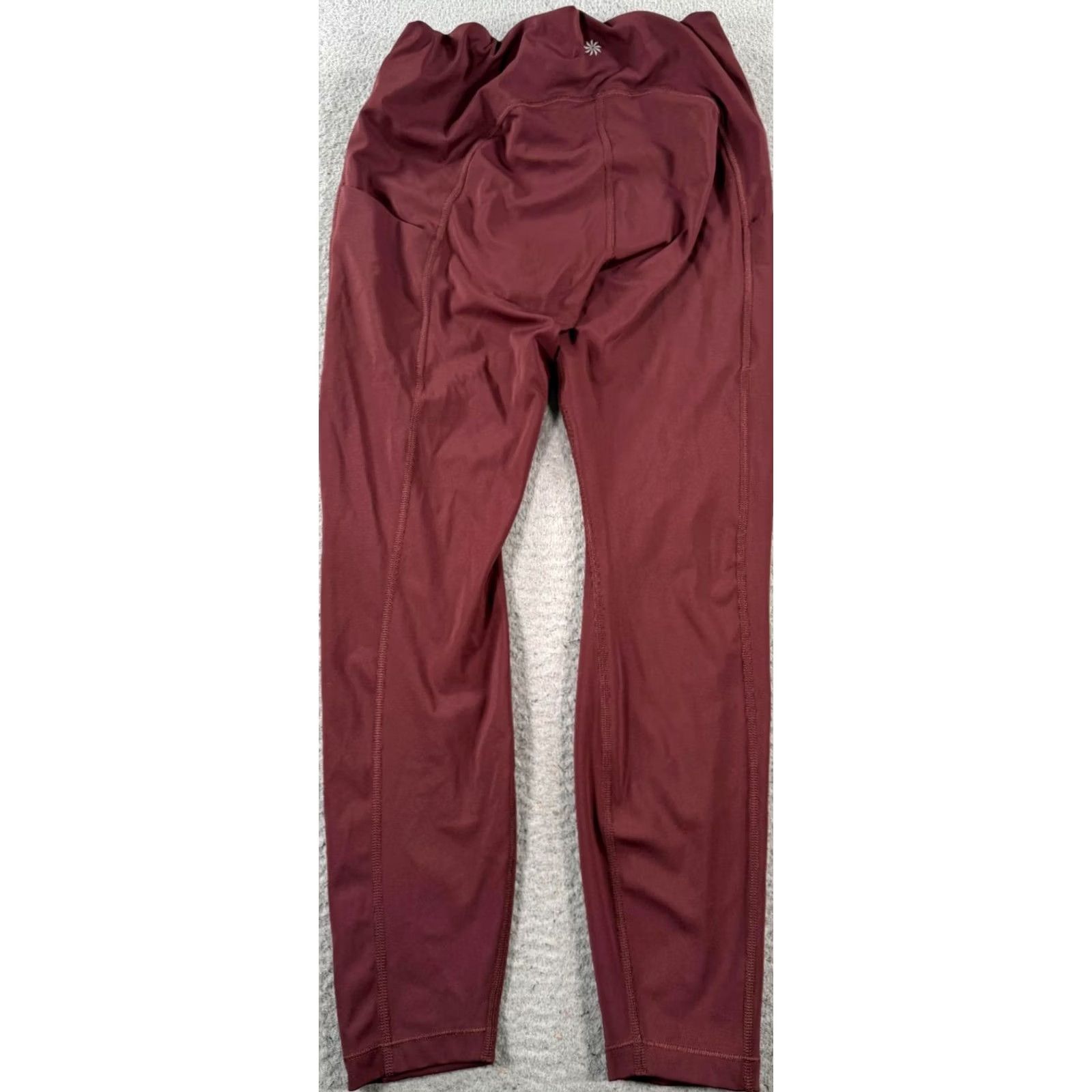 Athleta Athleta Ultimate Leggings Women Large Maroon Stash Pocket Ankle Yoga Activewear Size 36" / US 14 / IT 50 - 2 Thumbnail