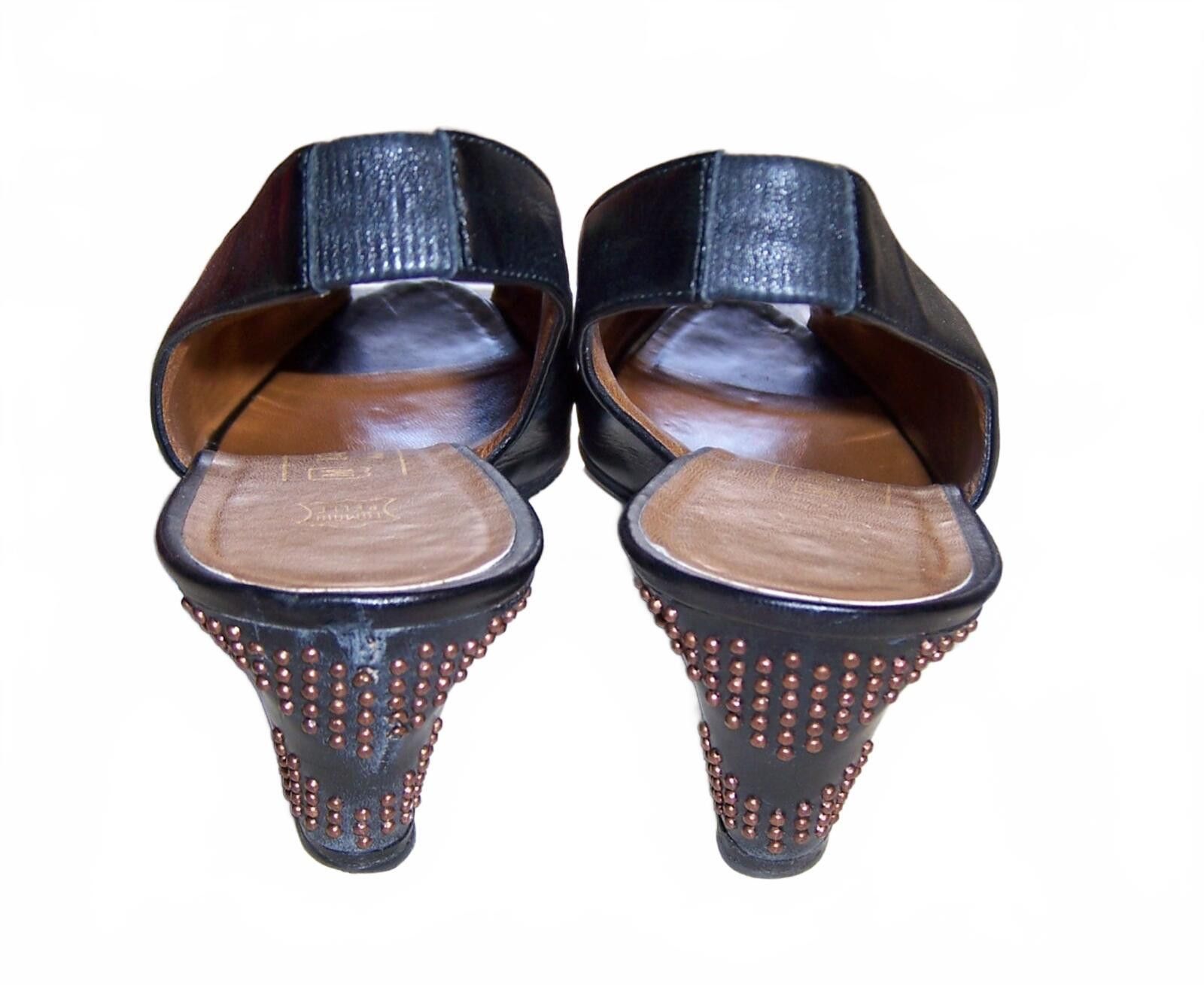 Bruno Magli Vintage Bruno Magli Black Slingback Studded Heels - 6AA Size US 6 / IT 36 - 4 Thumbnail