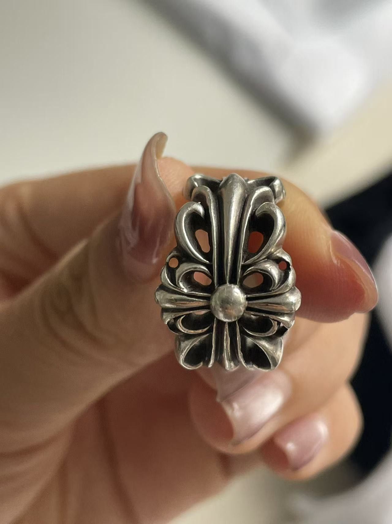 Chrome Hearts Chrome Hearts Silver Floral Cross Ring Size ONE SIZE - 18 Thumbnail