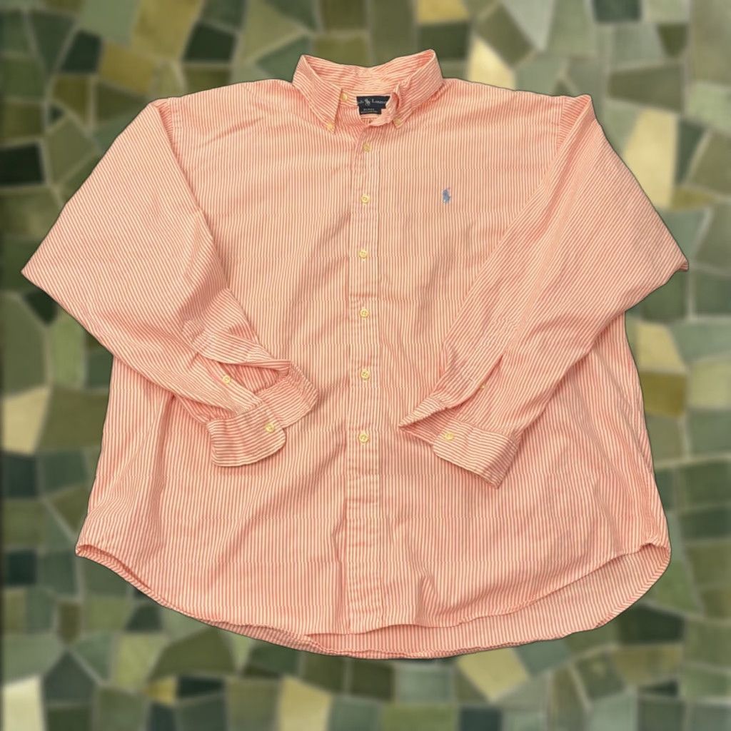 Ralph Lauren VINTAGE Ralph Lauren Blake Button-Up Shirt Mens XL Pink White Striped 90s Size US XL / EU 56 / 4 - 1 Thumbnail