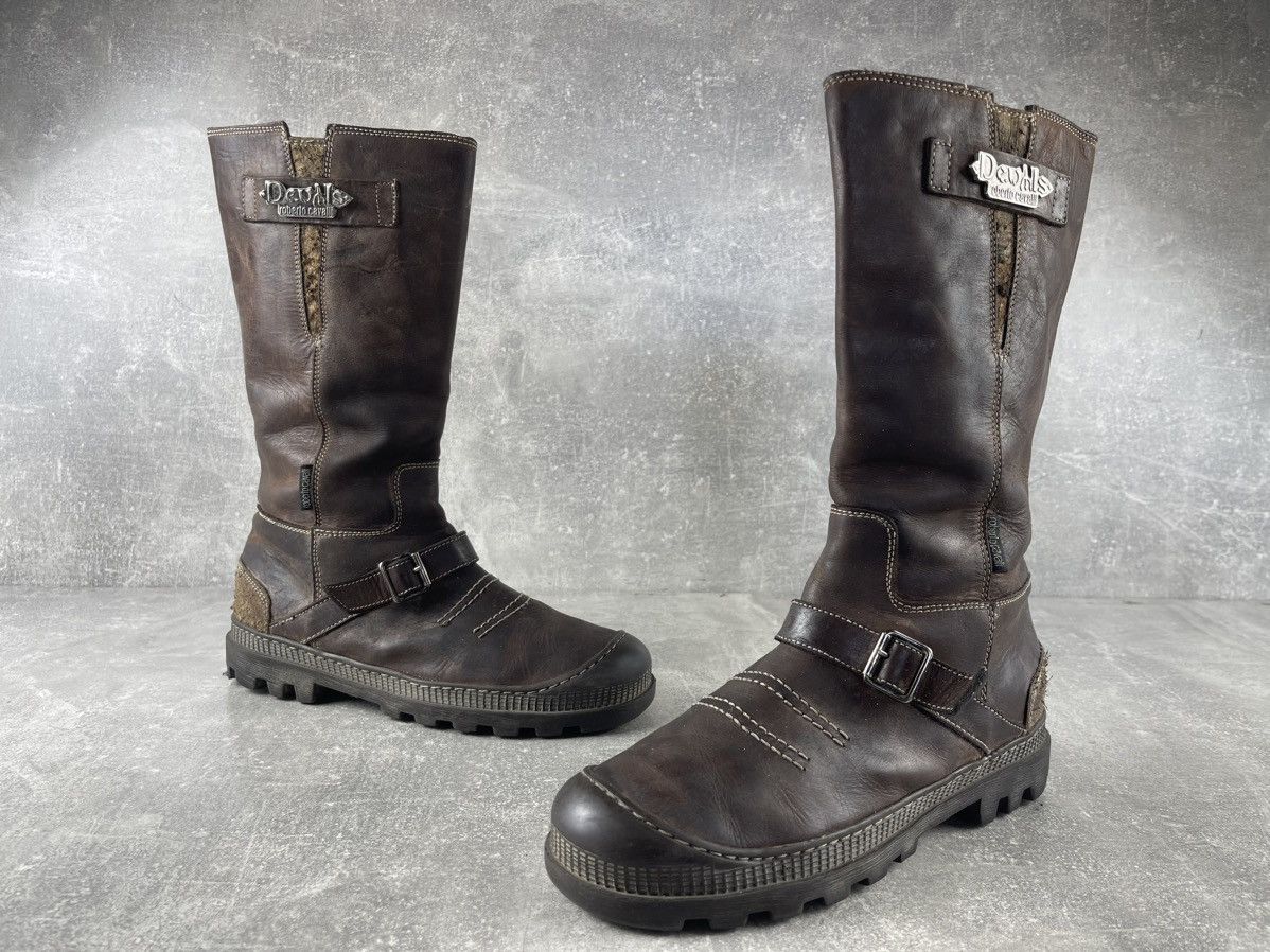 Roberto Cavalli Roberto Cavalli Devils Vintage Belted Leather Biker Boots Size US 8 / IT 38 - 4 Thumbnail