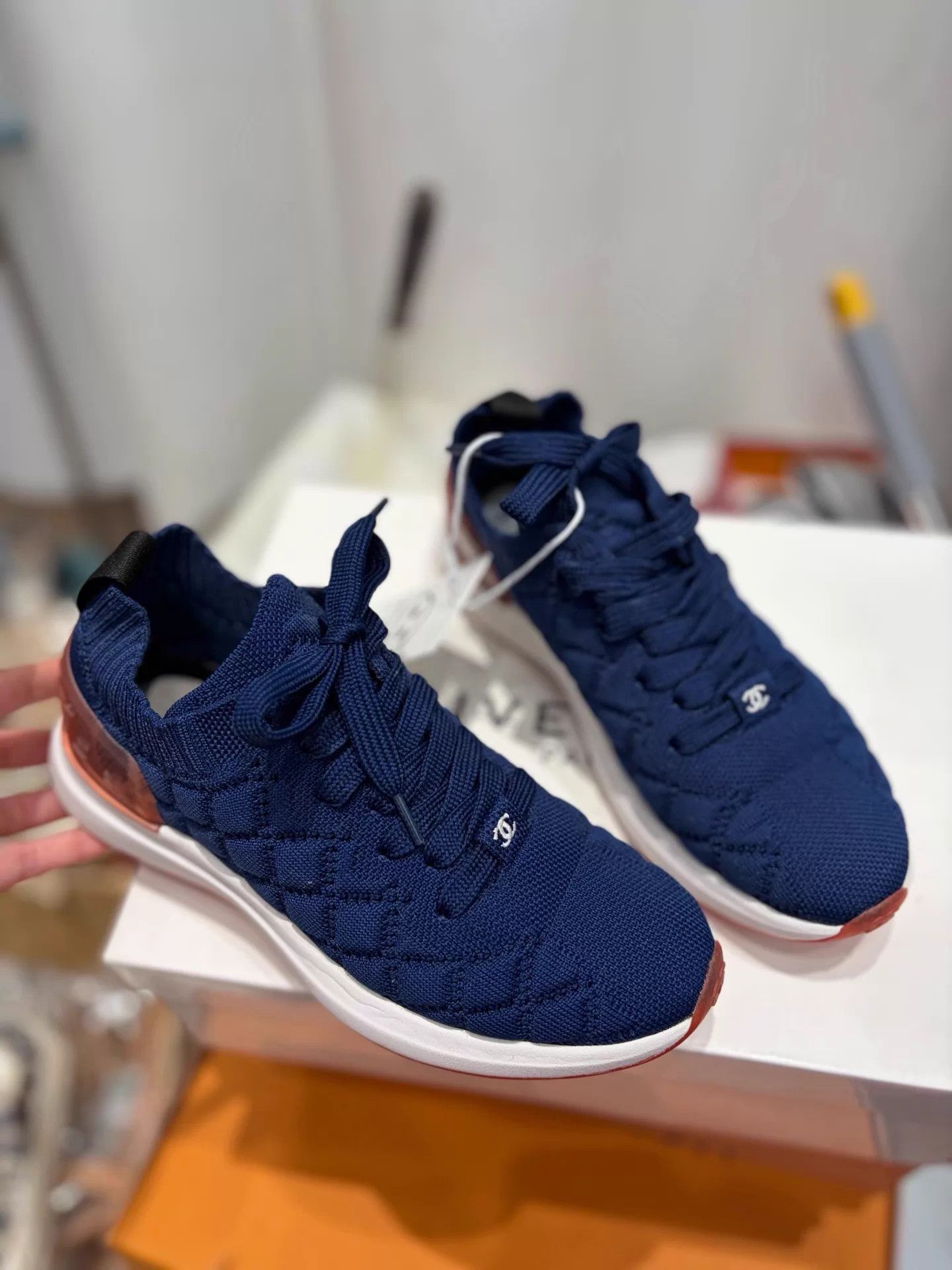 Chanel Chanel Blue Fabric Classic Sneaker 99 New 35 Size US 4.5 / IT 34.5 - 1 Thumbnail