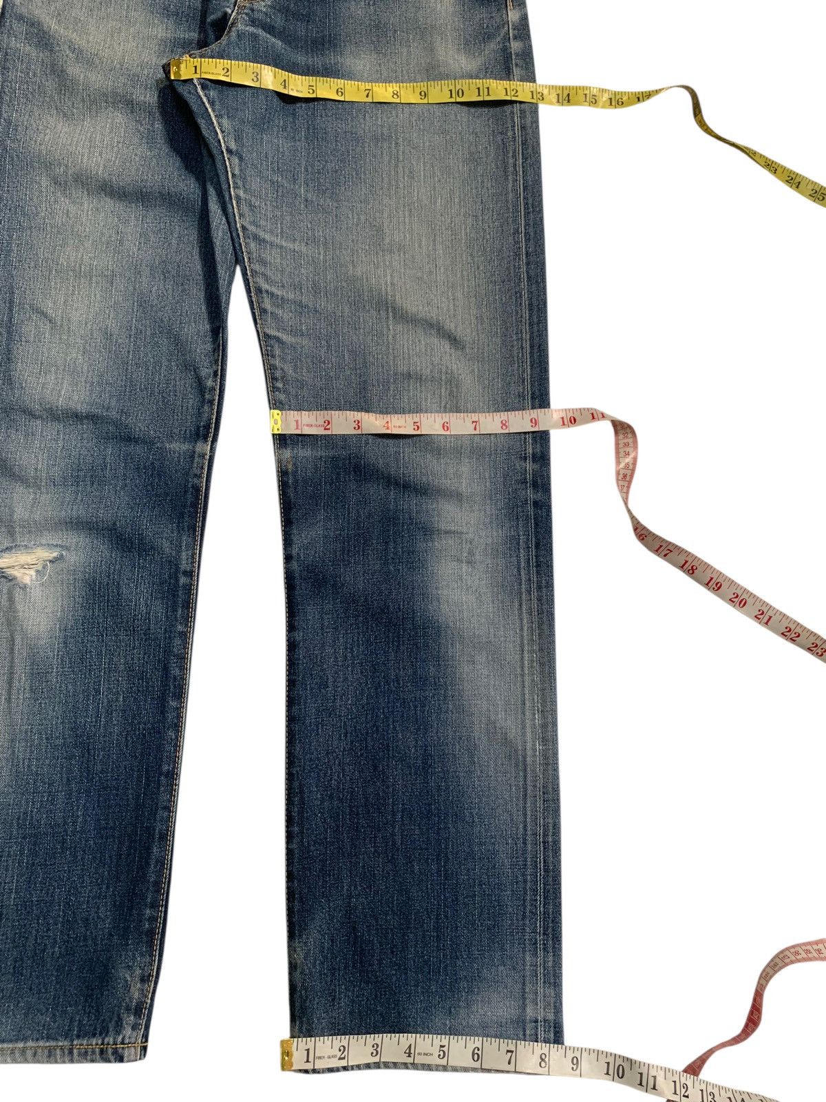 VINTAGE EDWIN 505Z SELVEDGE BUCKLE BACK DISTRESSED DENIM