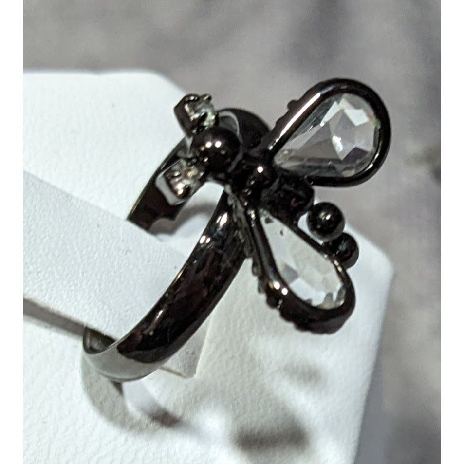 Other Whimsygoth Fairycore Black Dragonfly Adjustable Ring With Cl Size ONE SIZE - 7 Thumbnail