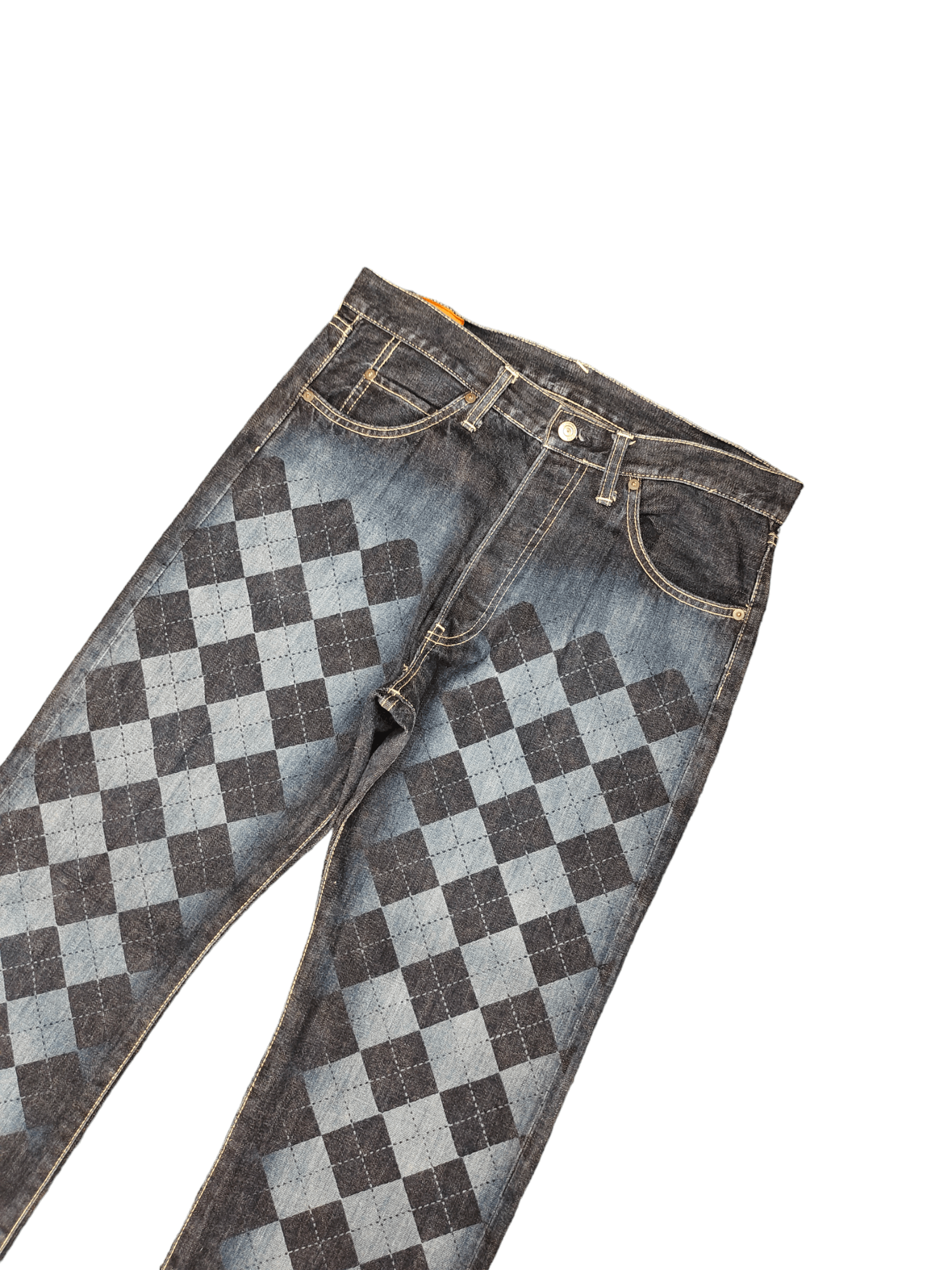 Hysteric Glamour × Undercover Vintage Y2k Byemrt Japan Checkered Plaid Printed Denim Jeans Size US 33 - 6 Thumbnail