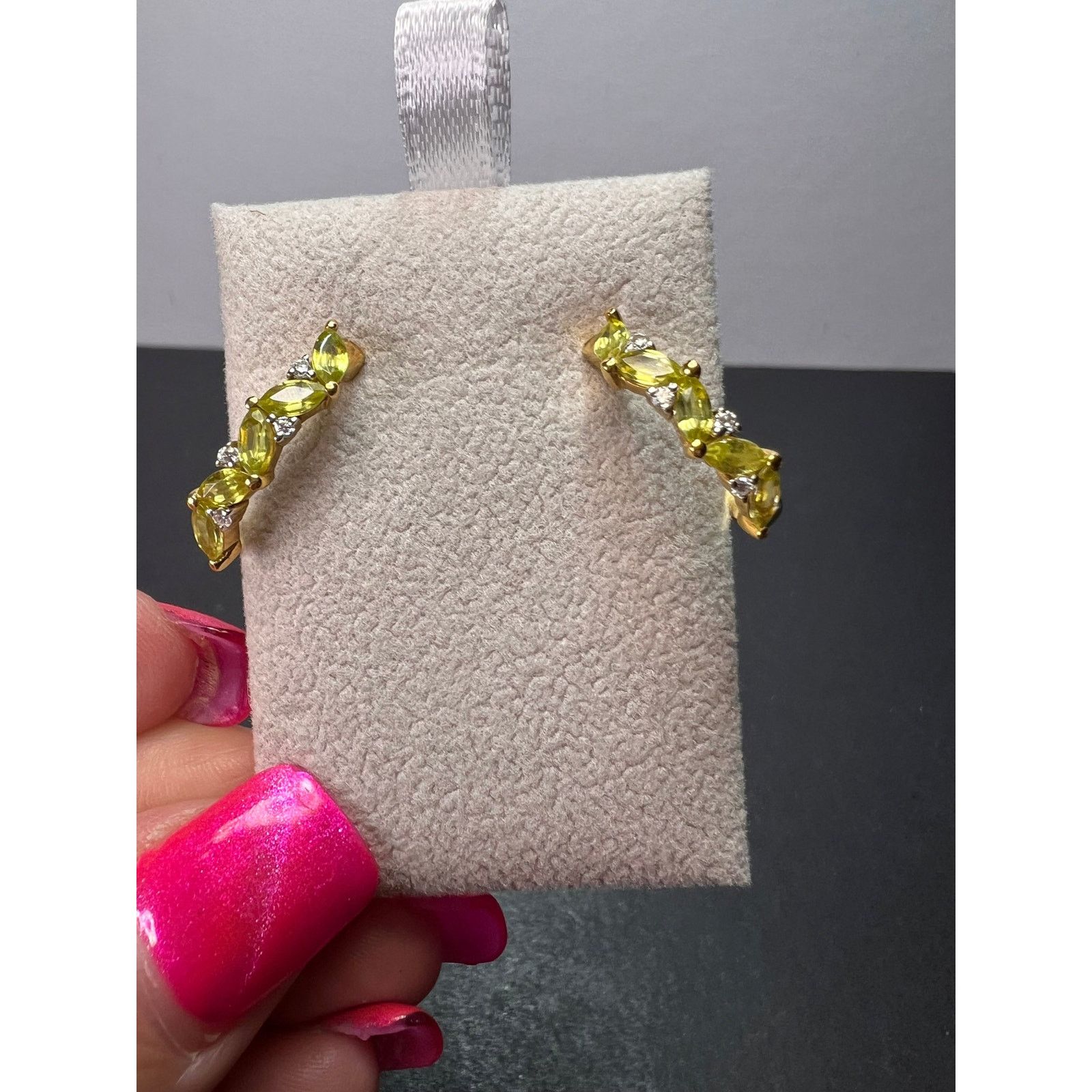 Other NEW Sphene moissanite j-hoop earrings in YG over 925 Size ONE SIZE - 1 Thumbnail