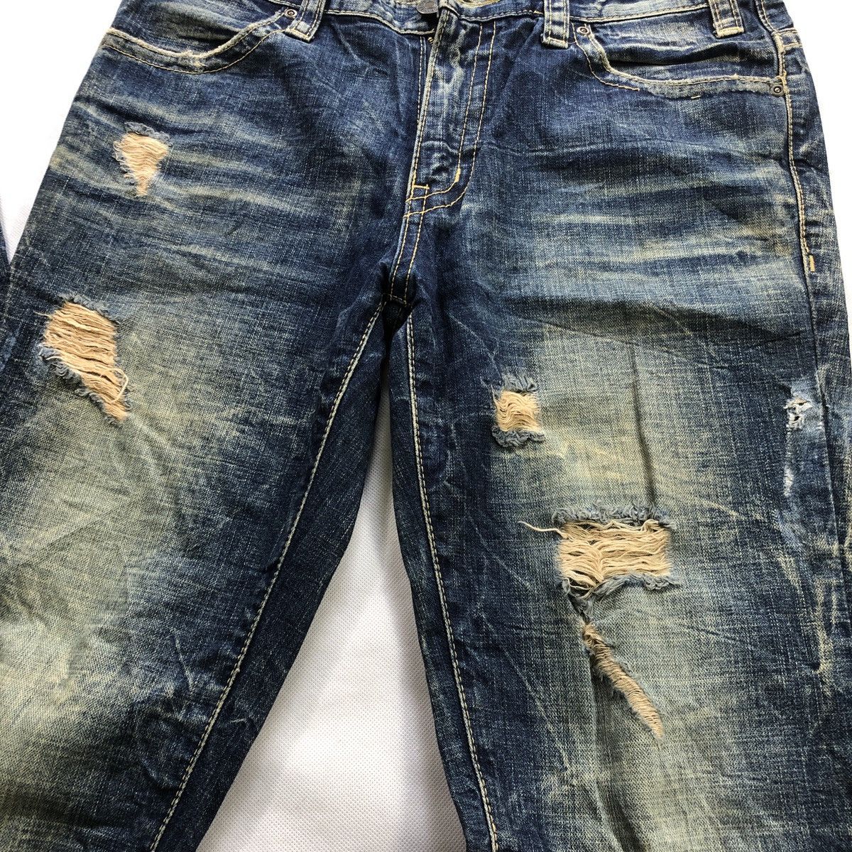 20471120 × Hysteric Glamour × Japanese Brand O PinBall Flare Distressed Denim Pant Size US 32 / EU 48 - 10 Thumbnail