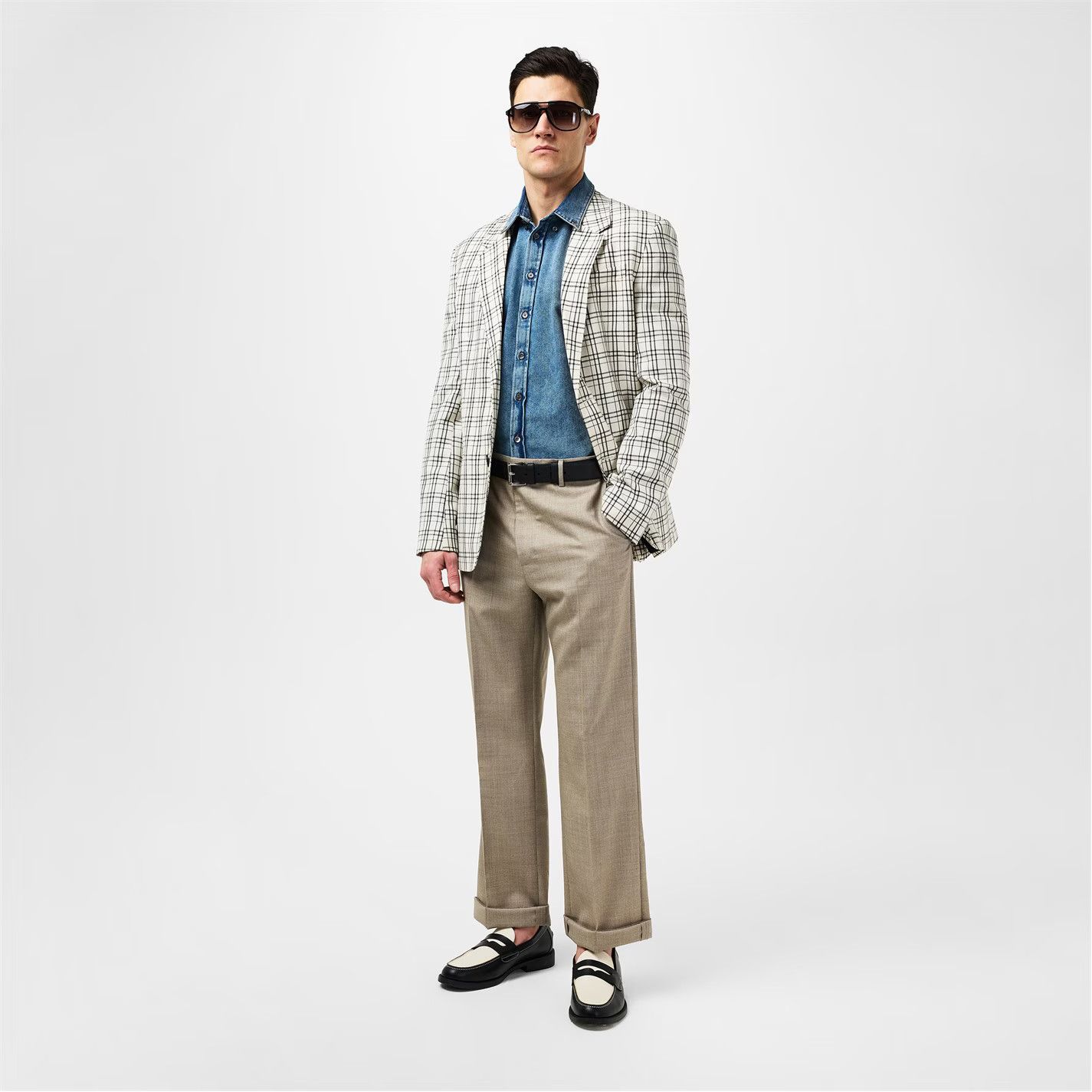 AMI o1g2r1mq0326 Check Virgin Wool Single Breasted Blazer Size US XL / EU 56 / 4 - 5 Thumbnail