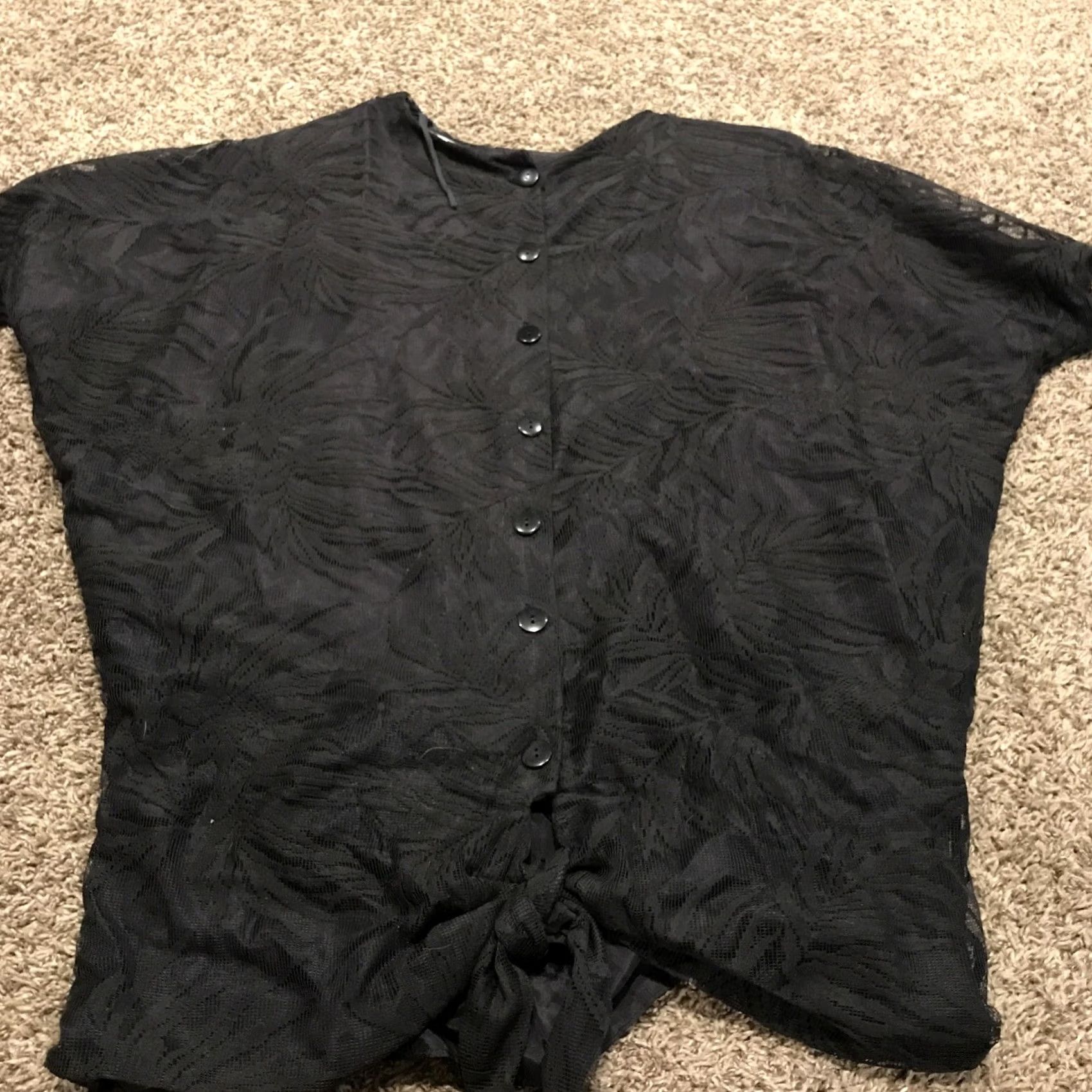 Vintage VTG Seneca USA Womens 11/12 Blouse Tunic Top Black Polyester Grunge Shirt 1990s Womens Size L / US 10 / IT 46 - 4 Thumbnail