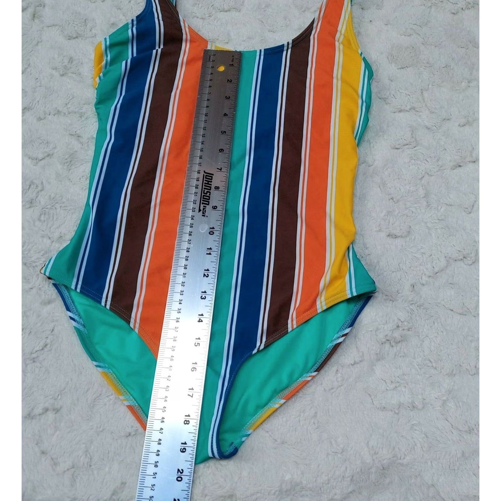 Rainbow Heat Womens Rainbow Stripe One Piece Swimsuit Criss Cross Back Scoop Neck Multicolor Size ONE SIZE - 7 Thumbnail
