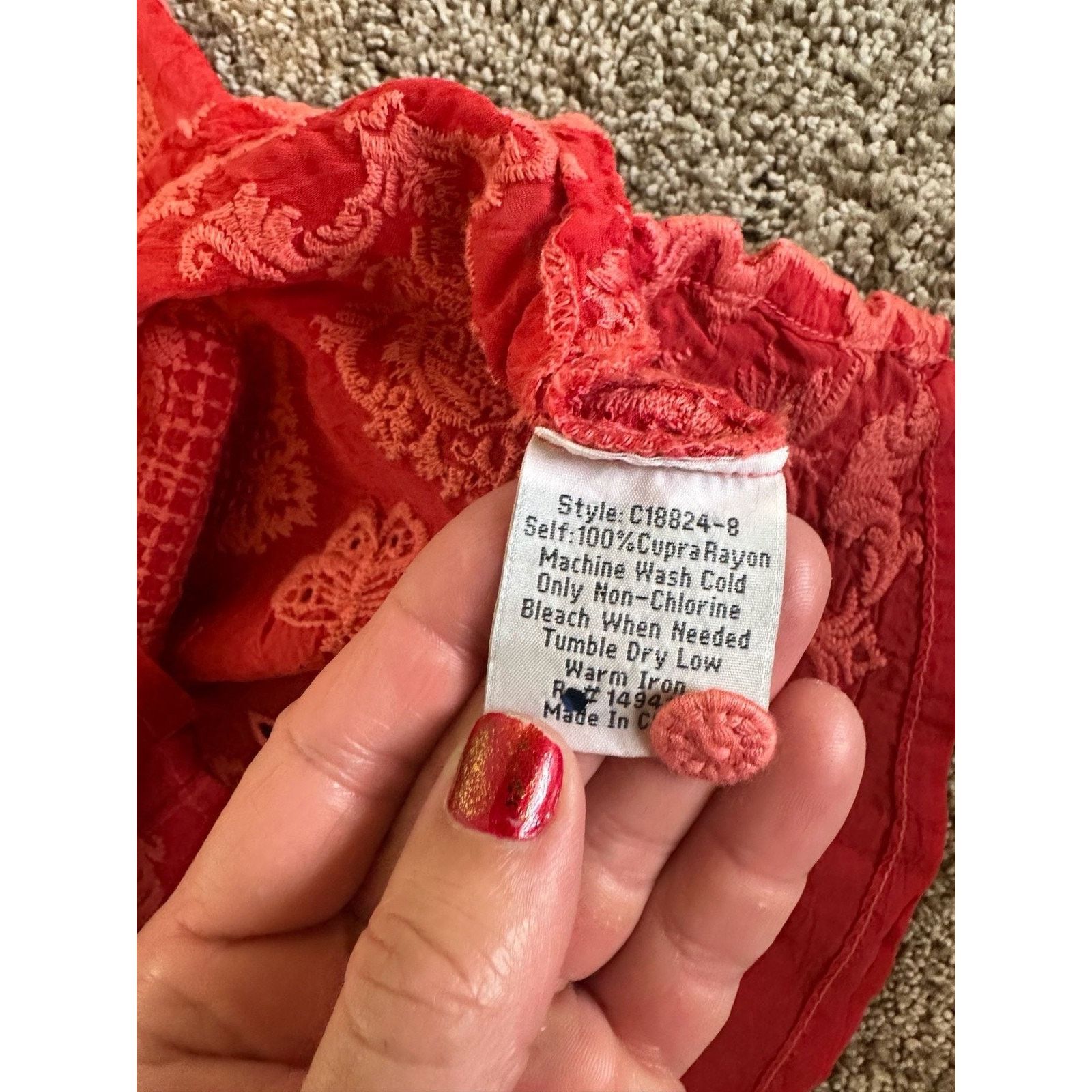 Johnny Was Johnny Was Red Slim Audrey Embroidered Shirt Size M Size M / US 6-8 / IT 42-44 - 3 Thumbnail