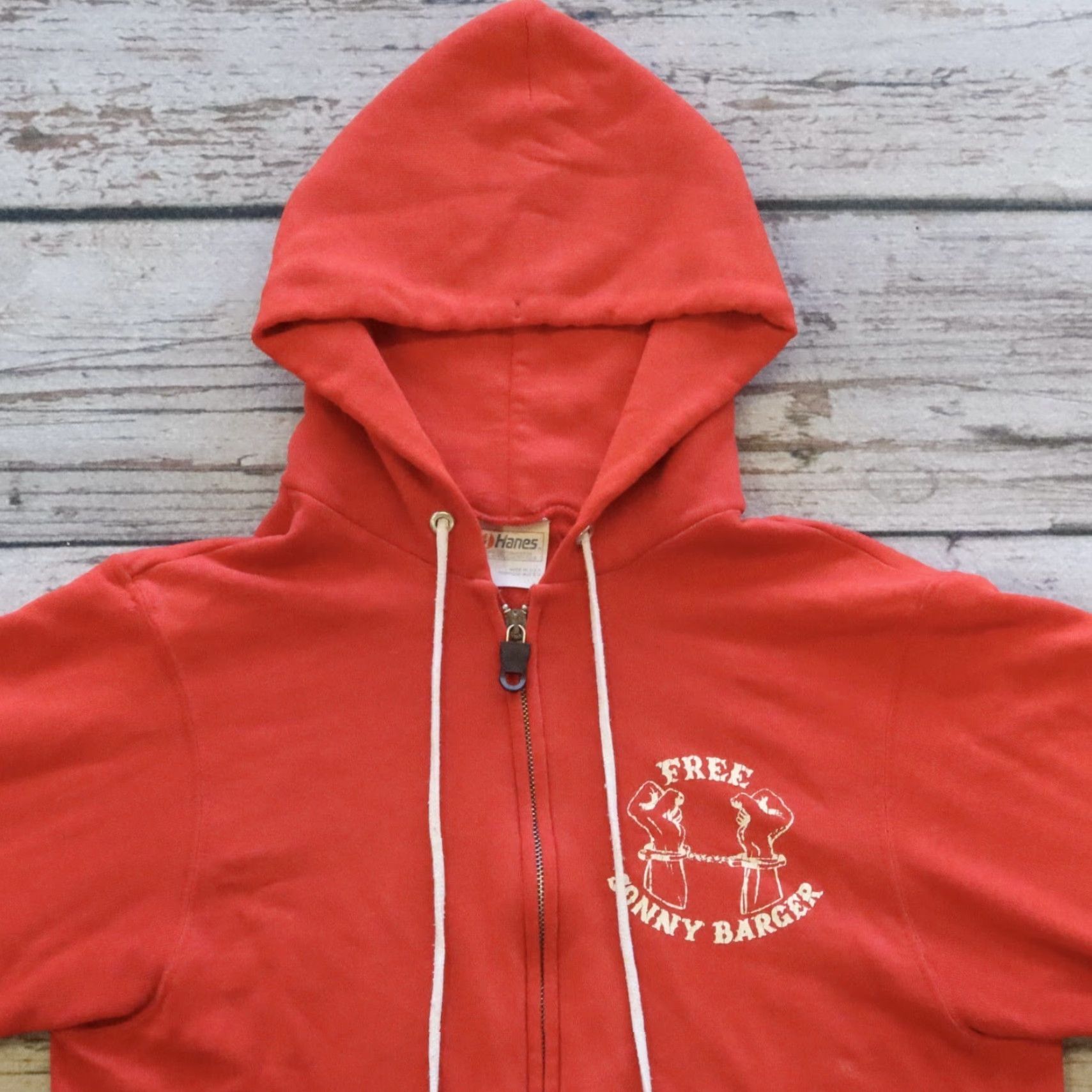Hanes Vintage Hells Angel Zip Up Hoodie Sweatshirt Size S Red Men's Hanes Cotton Full Zip Swing Free Sonny Barger Era 70s 80s Style Mens Size US S / EU 44-46 / 1 - 2 Thumbnail