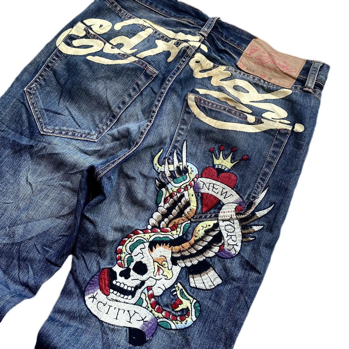 Christian Audigier × Ed Hardy × Japanese Brand ❌SOLD OUT❌ ED HARDY BY CHRISTIAN AUDIGIER WITH EMBROIDERED Size US 30 / EU 46 - 2 Thumbnail