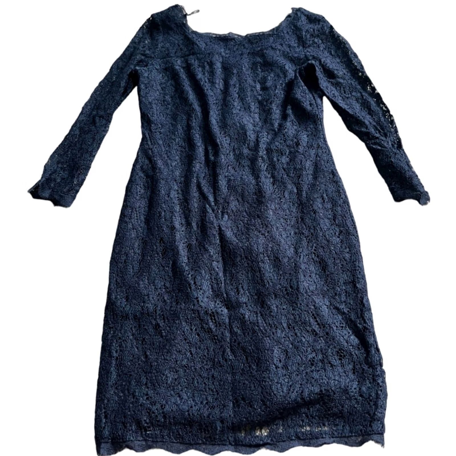 Adrianna Papell Adrianna Papell Dress Womens Size 10 Black Lace Sheath 3/4 Sleeve Full Back Zip Size L / US 10 / IT 46 - 2 Thumbnail