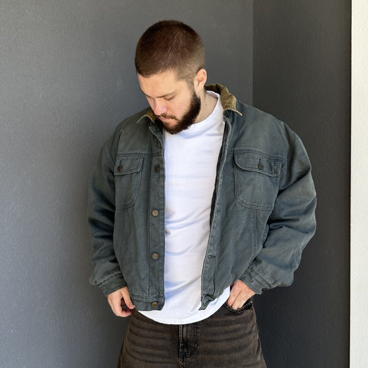 Designer × Japanese Brand Vintage Japanese Style Warm Denim Jacket Bomber Crazy Fit Size US XL / EU 56 / 4 - 1 Thumbnail